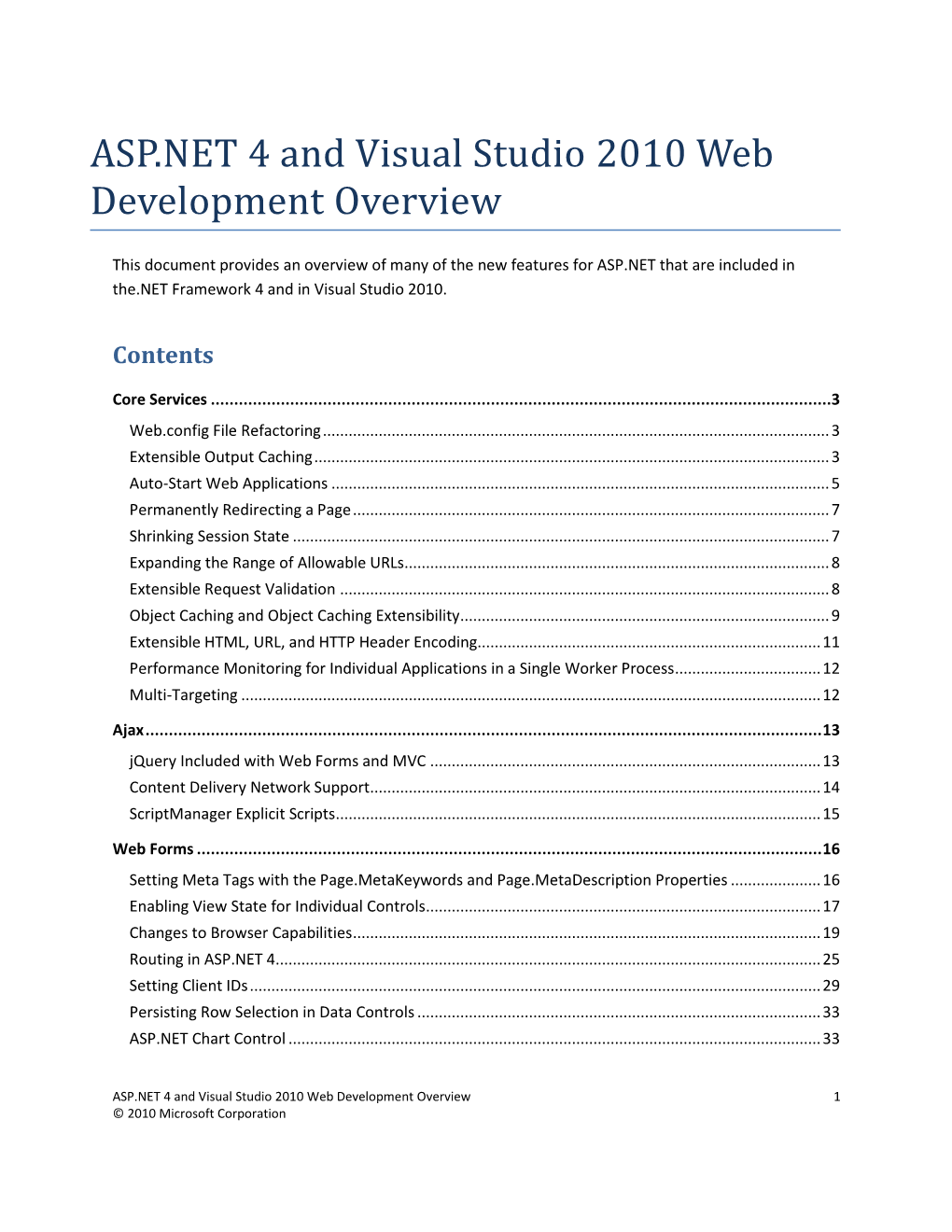 ASP.NET 4 and Visual Studio 2010 Web Development Overview