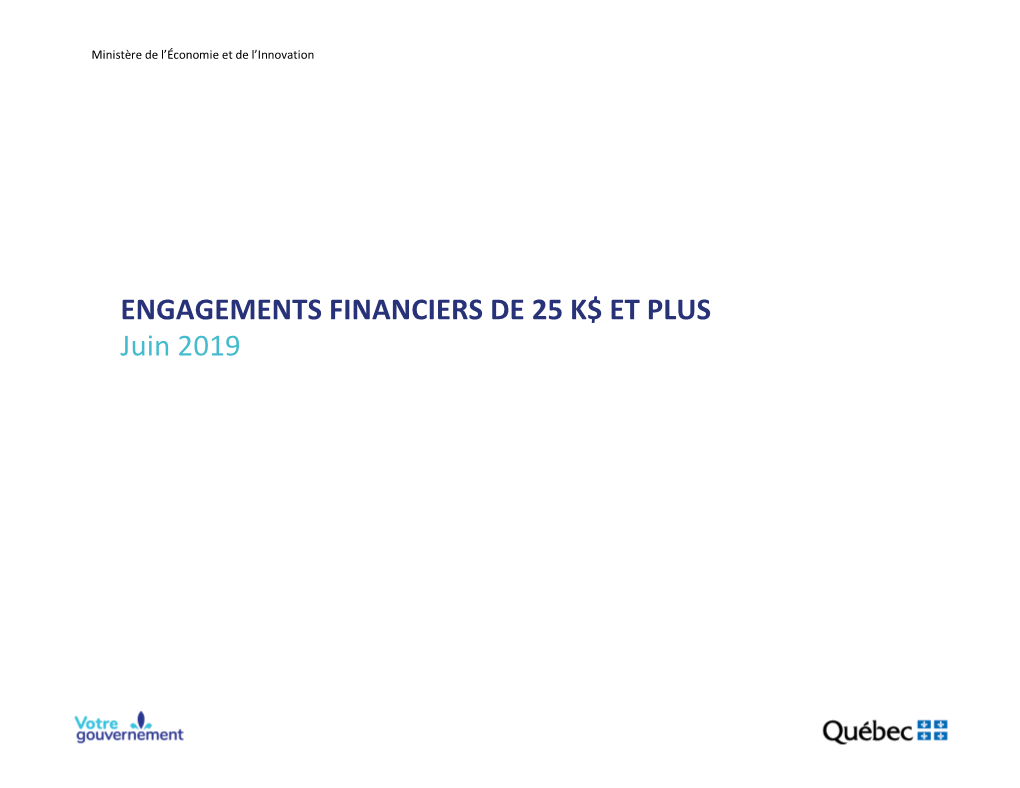 Engagements Financiers De 25 000 $ Et Plus