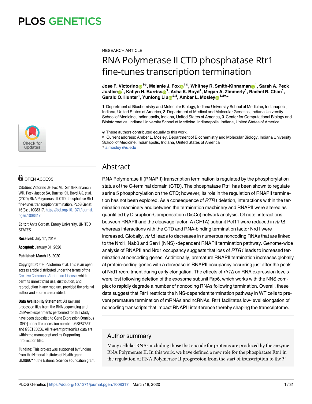 RNA Polymerase II CTD Phosphatase Rtr1 Fine-Tunes Transcription Termination