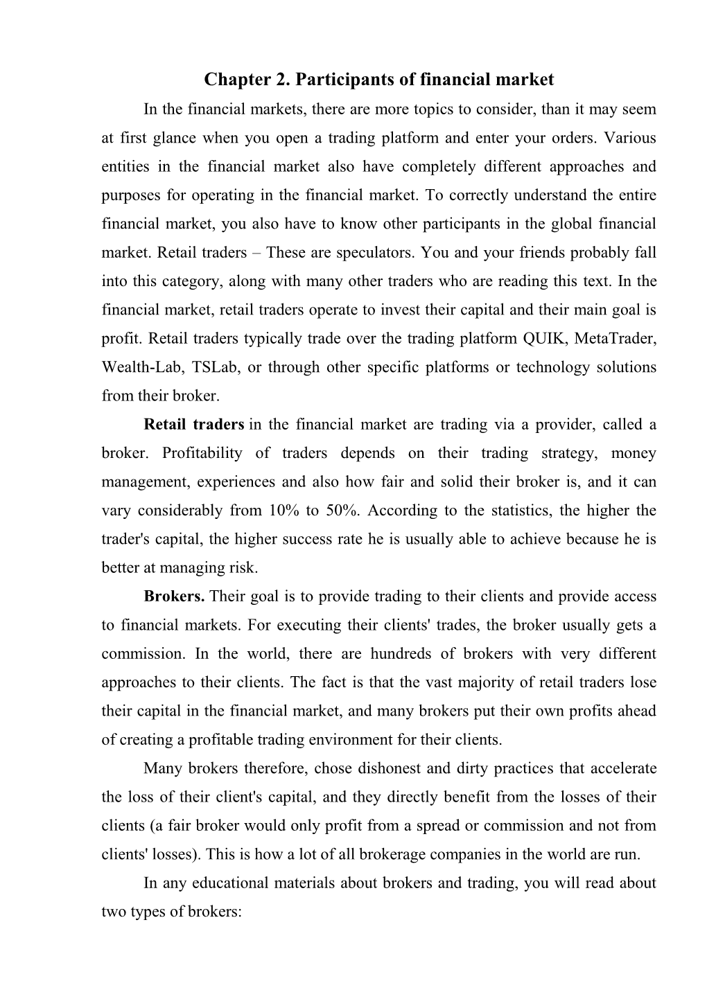 Chapter 2. Participants of Financial Market