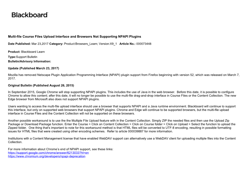 Multi-File Course Files Upload Interface and Browsers Not Supporting NPAPI Plugins