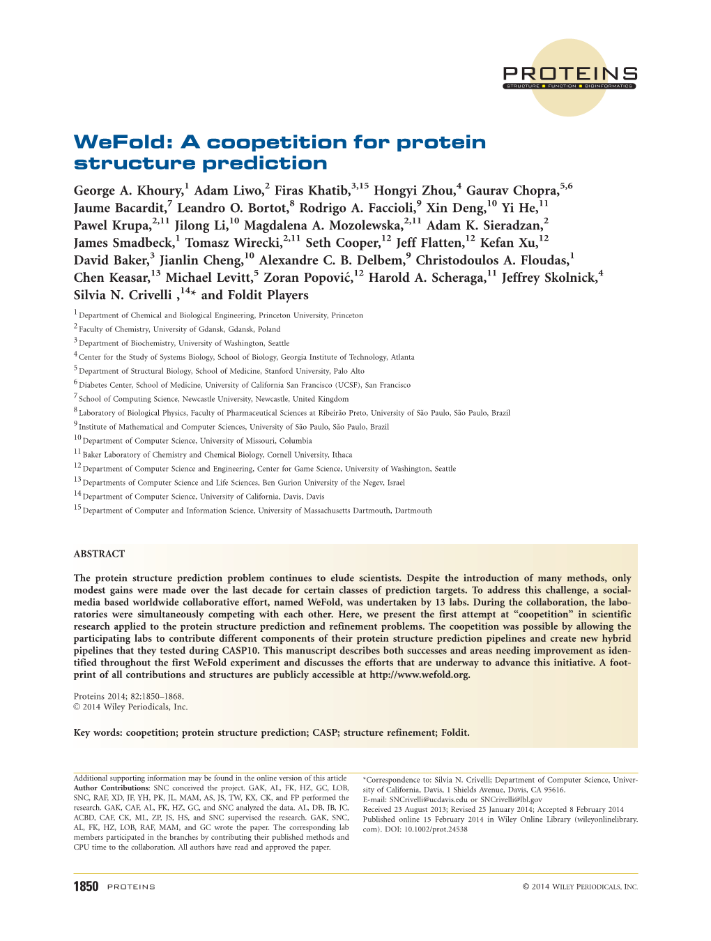 Wefold: a Coopetition for Protein Structure Prediction George A