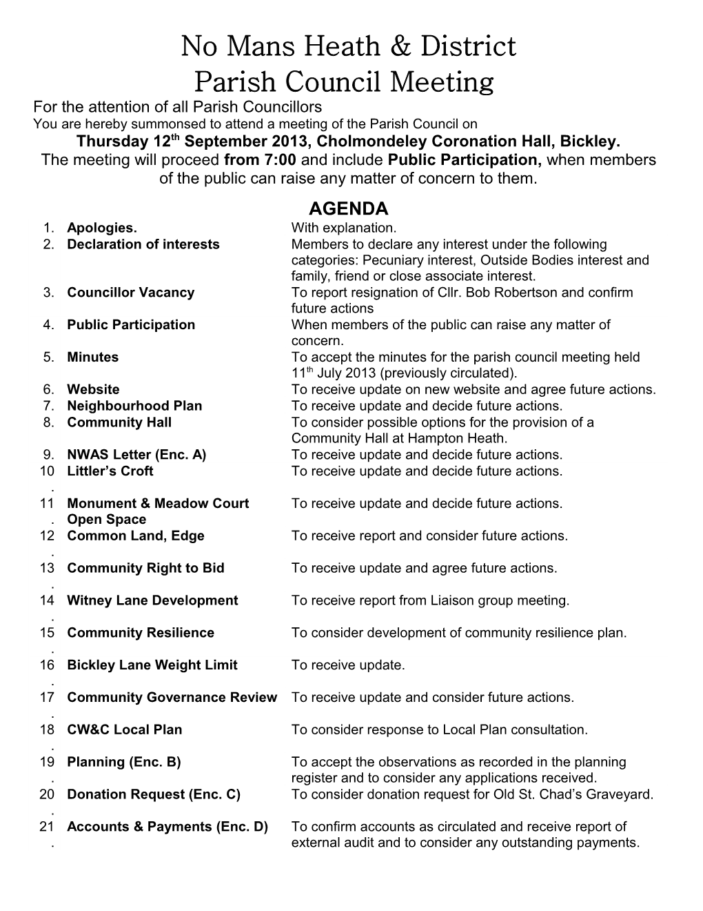 Mickle Trafford Parish Council