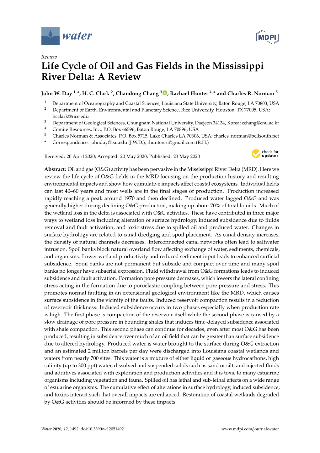 Life Cycle of Oil and Gas Fields in the Mississippi River Delta: a Review