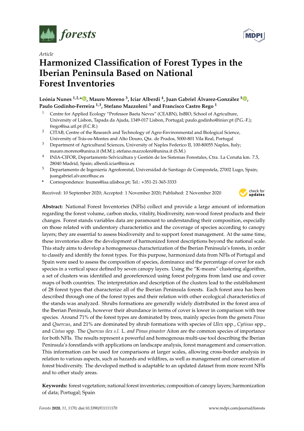 Harmonized Classification of Forest Types in the Iberian Peninsula