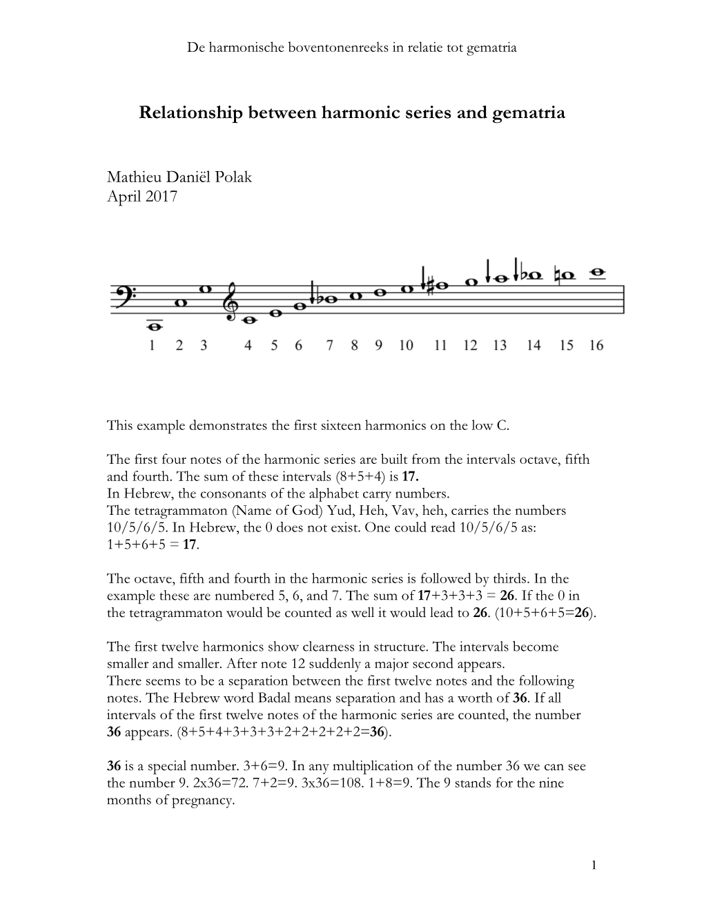 Relationship Between Harmonic Series and Gematria