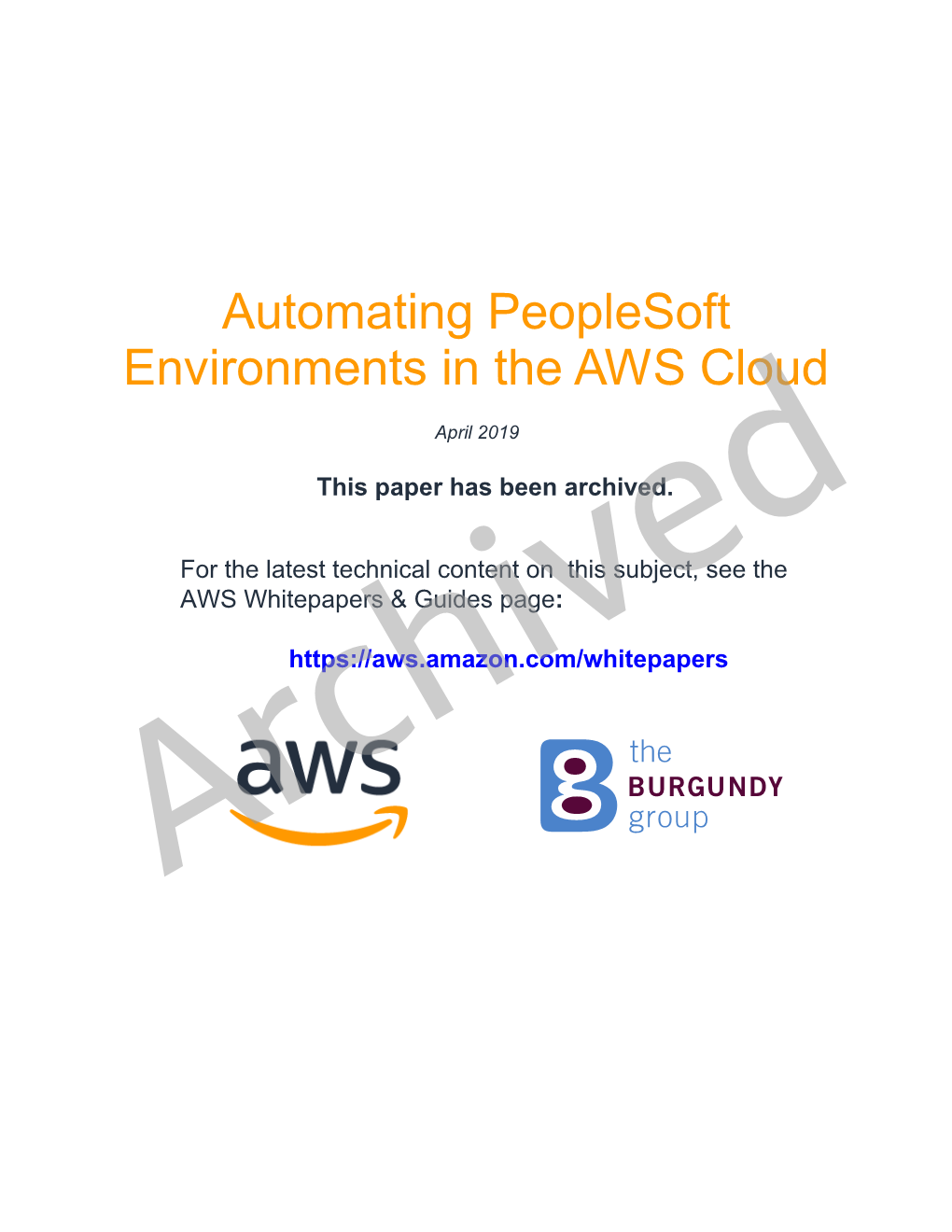 Automating Peoplesoft Environments in the AWS Cloud