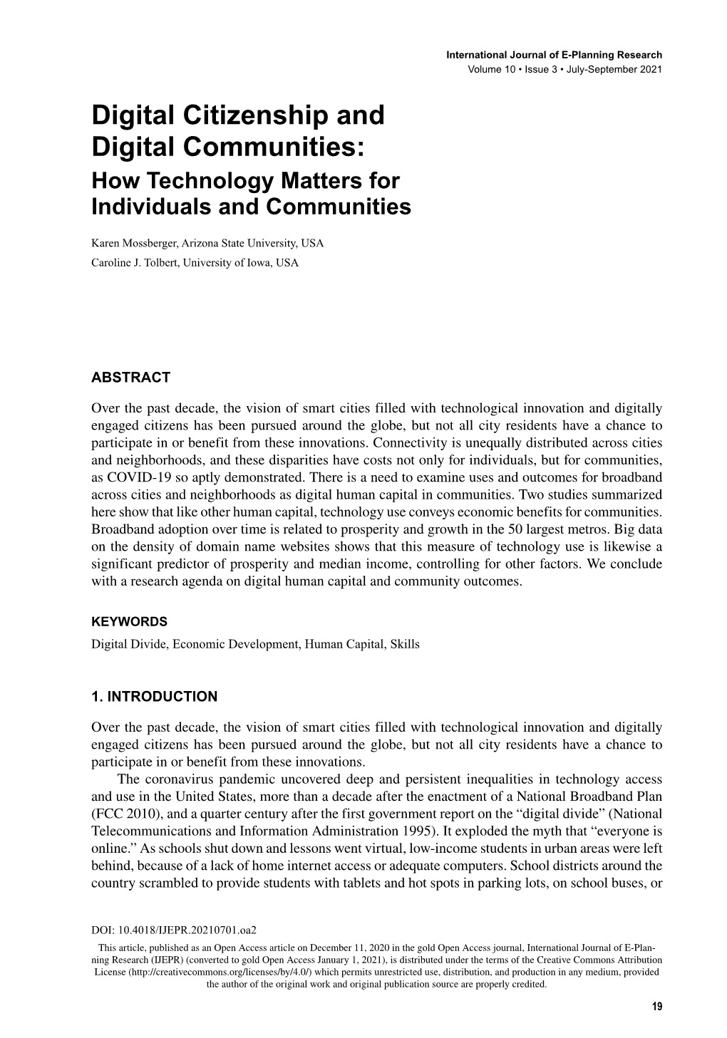 Digital Citizenship and Digital Communities: How Technology Matters for Individuals and Communities