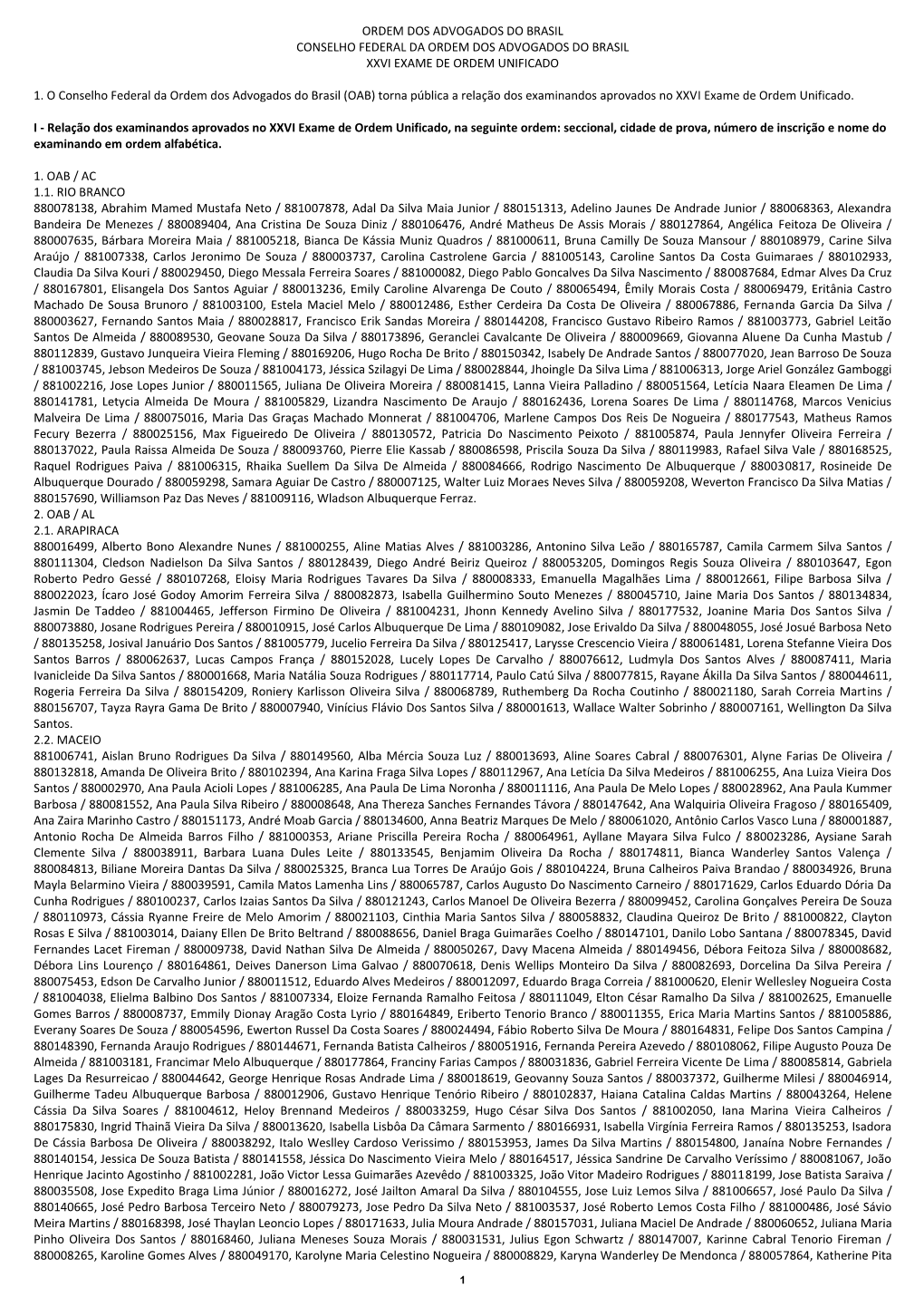 Ordem Dos Advogados Do Brasil Conselho Federal Da Ordem Dos Advogados Do Brasil Xxvi Exame De Ordem Unificado