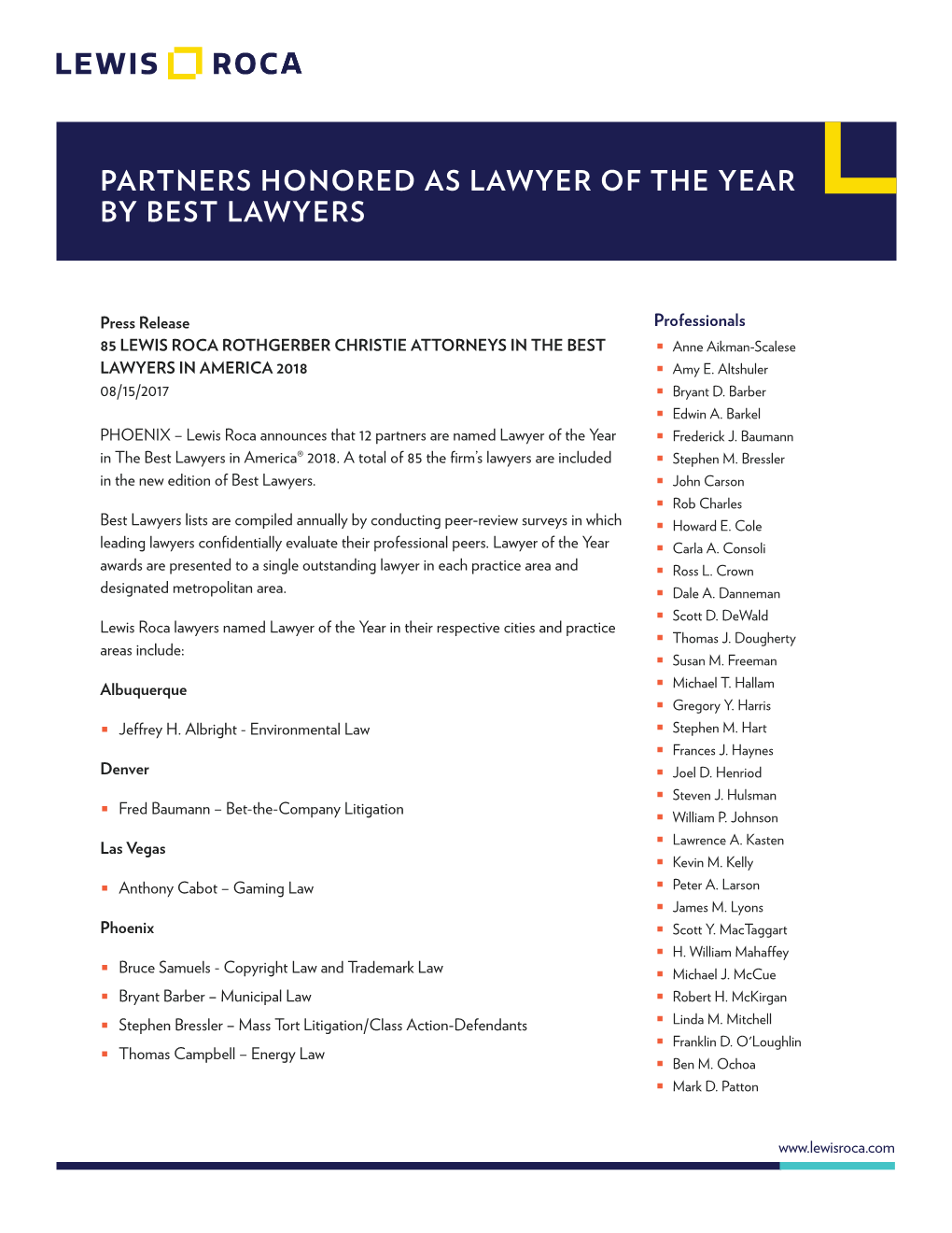 Partners Honored As Lawyer of the Year by Best Lawyers