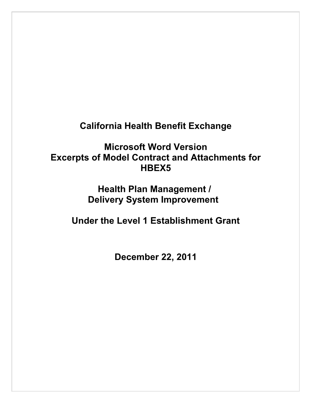 California Health Benefit Exchange