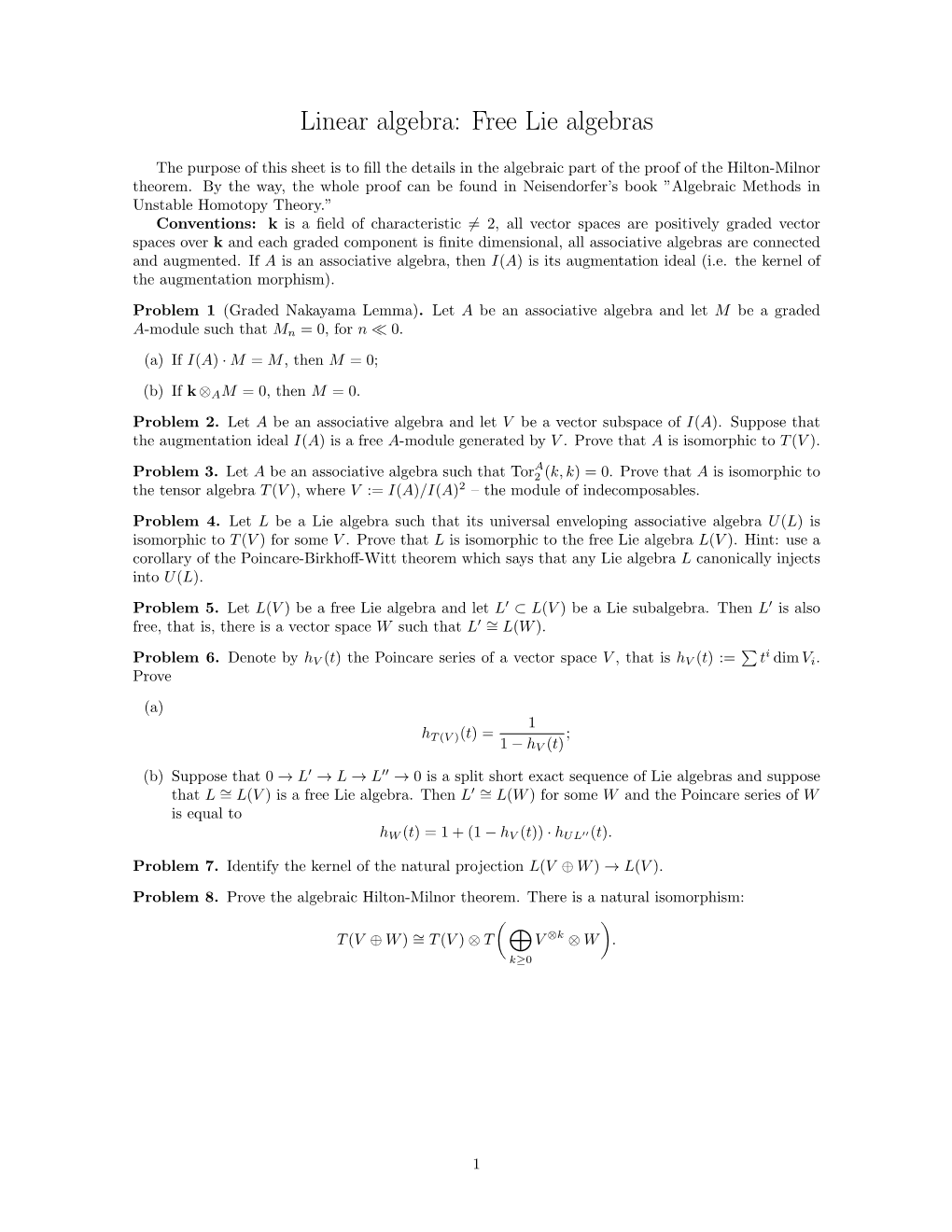 Free Lie Algebras