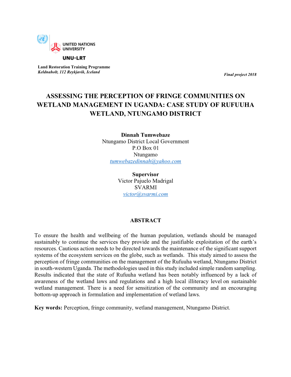 Case Study of Rufuuha Wetland, Ntungamo District