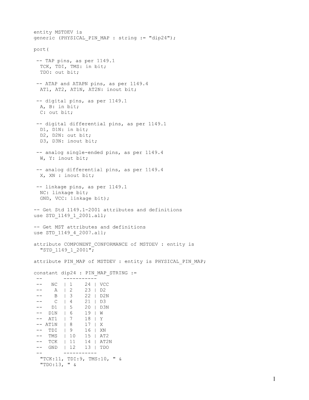 Generic (PHYSICAL PIN MAP : String := Dip24 );