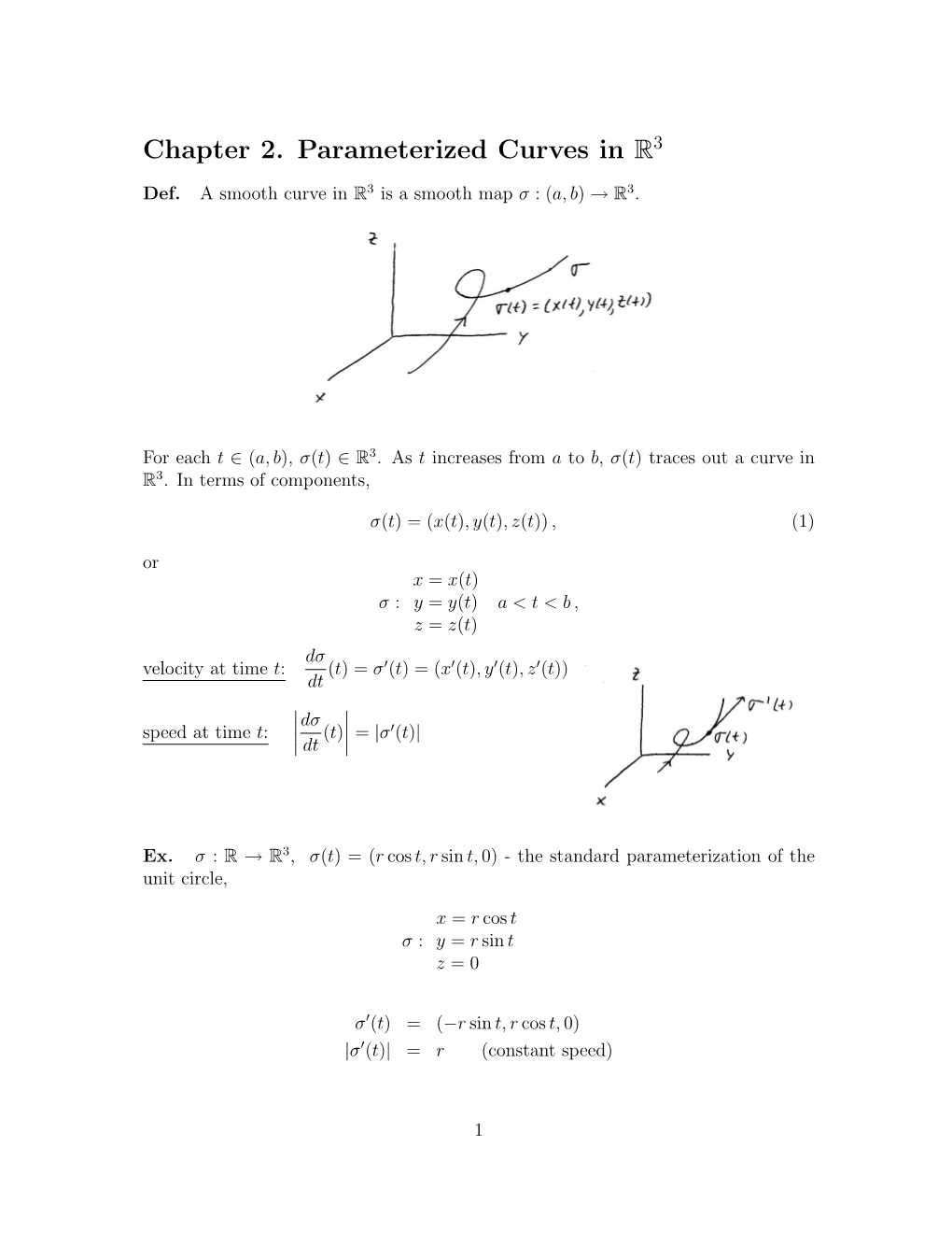 Chapter 2. Parameterized Curves in R3