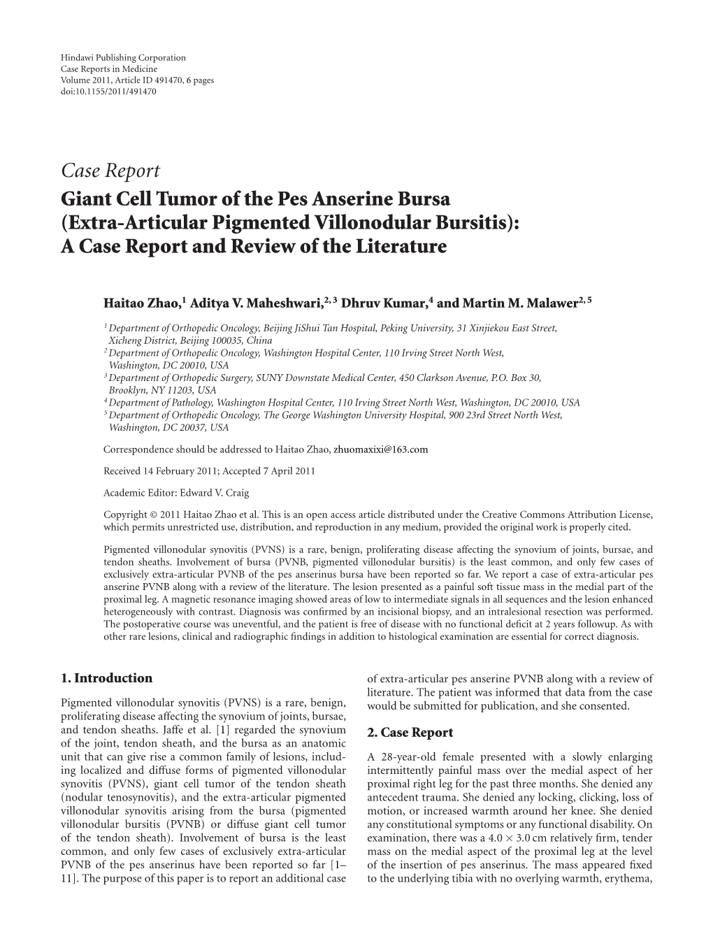 Giant Cell Tumor of the Pes Anserine Bursa (Extra-Articular Pigmented Villonodular Bursitis): a Case Report and Review of the Literature