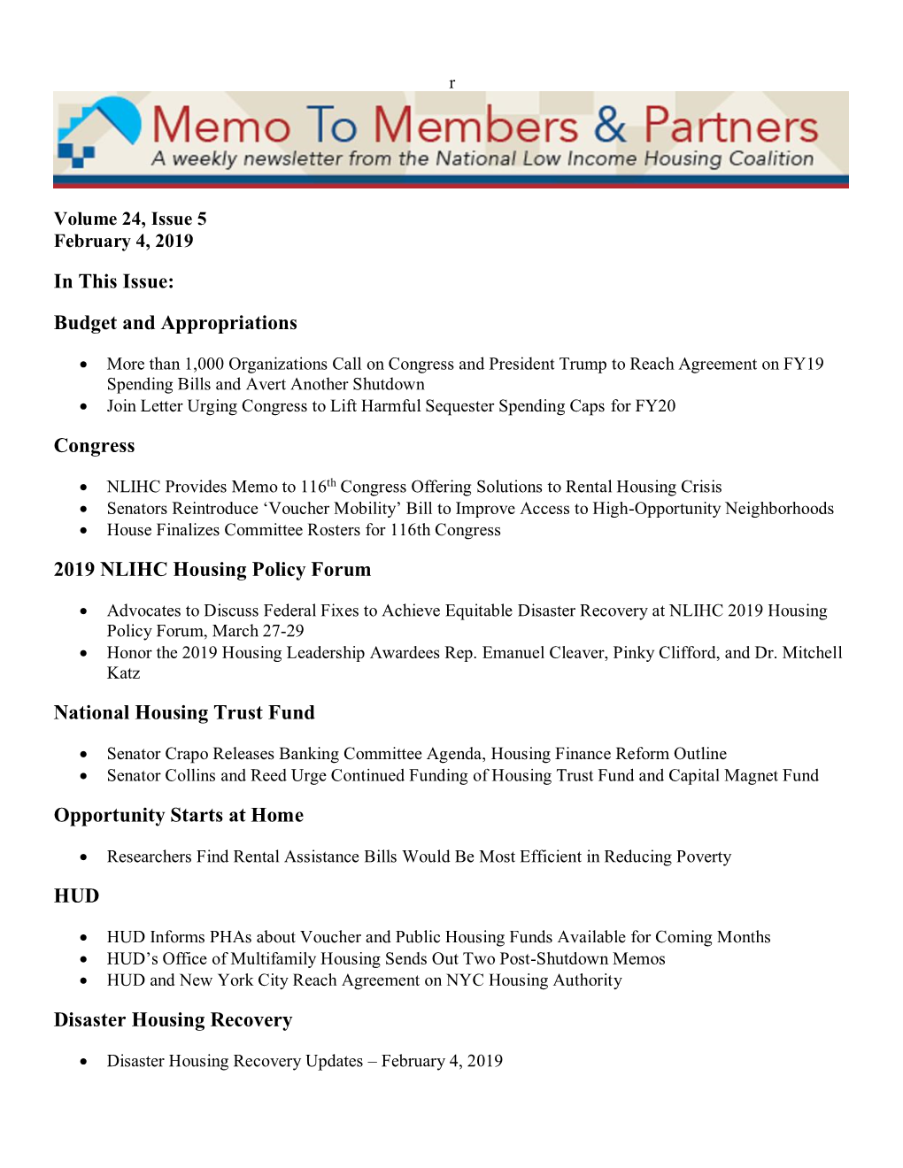 Budget and Appropriations Congress 2019 NLIHC Housing Policy Forum