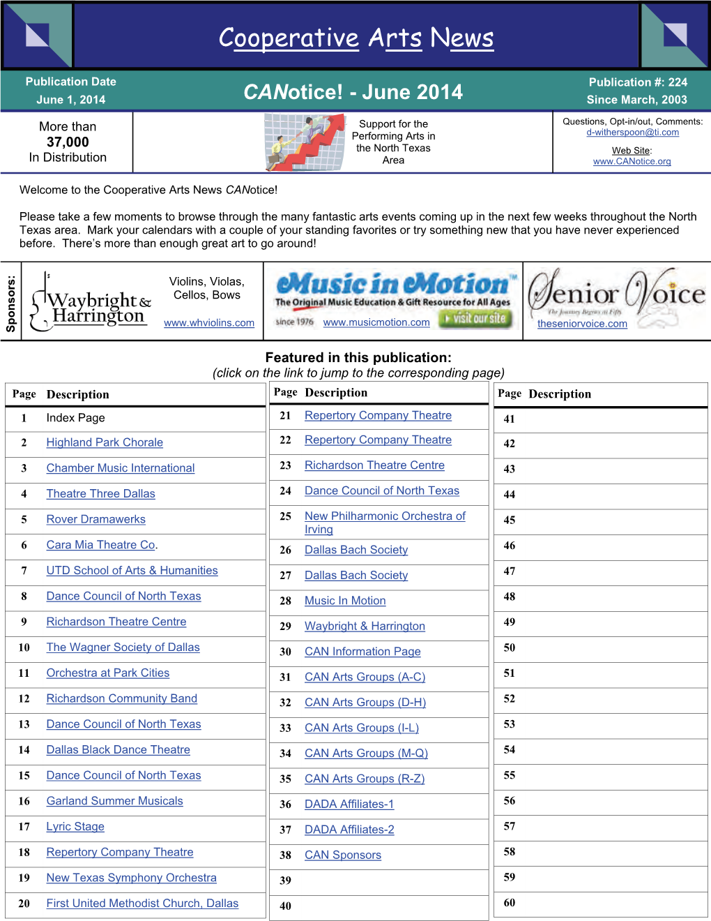 June 1, 2014 Canotice! - June 2014 Since March, 2003