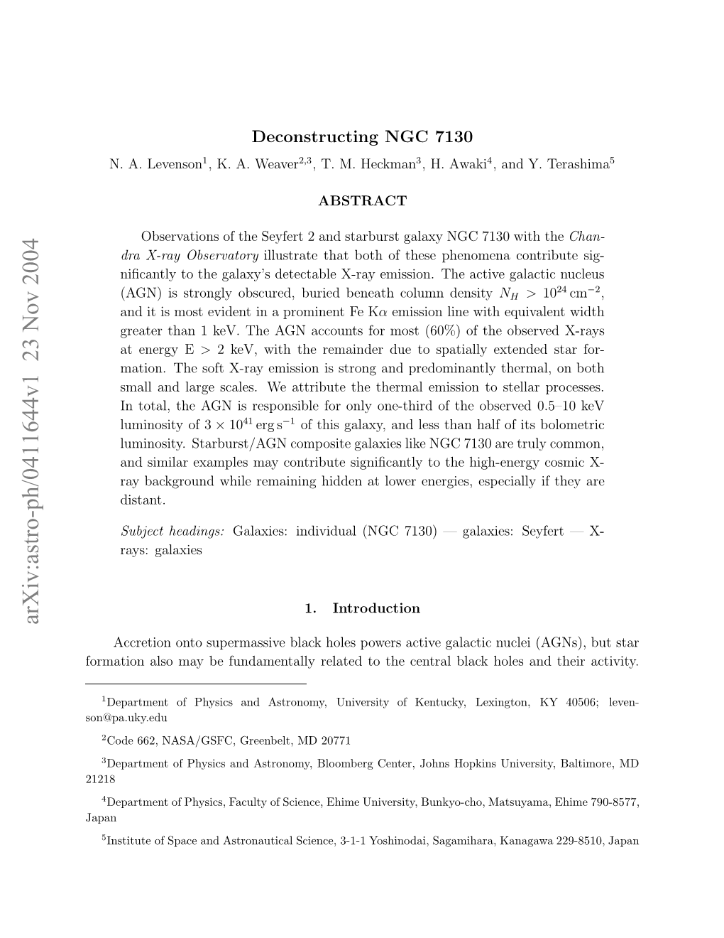 Arxiv:Astro-Ph/0411644V1 23 Nov 2004