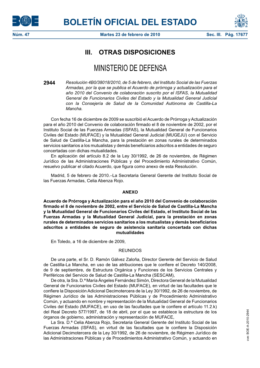 Disposición 2944 Del BOE Núm. 47 De 2010