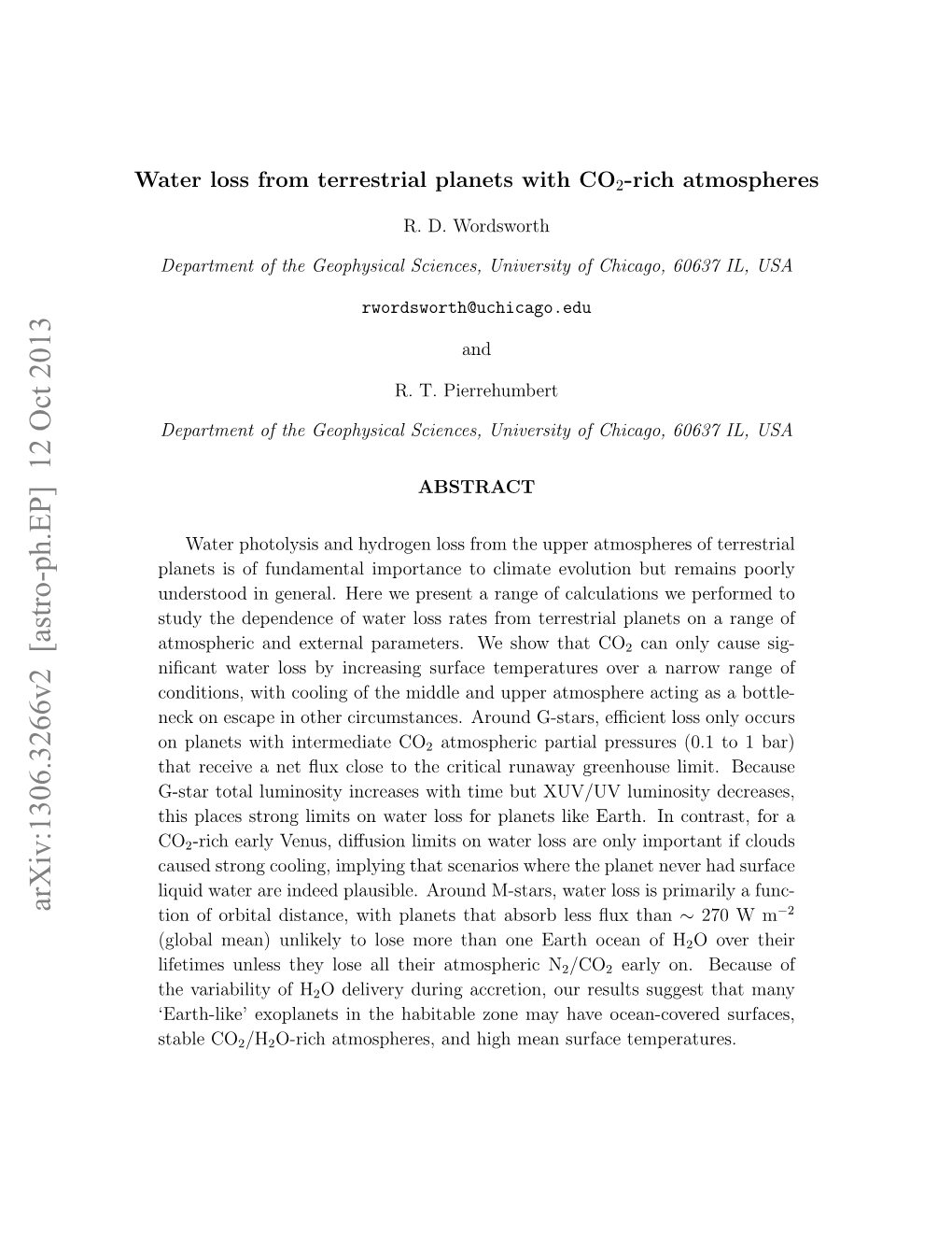 Water Loss from Terrestrial Planets with CO2-Rich Atmospheres
