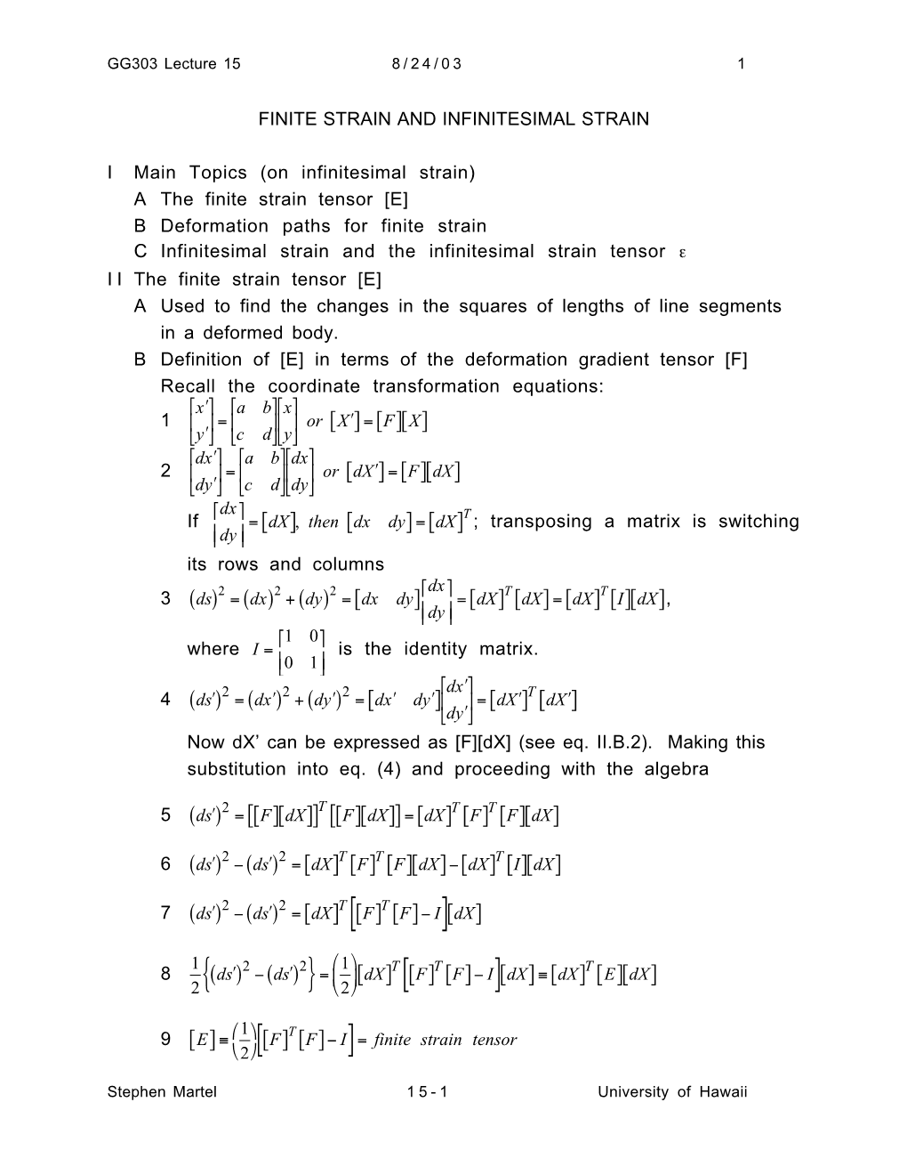 Infinitesimal Strain