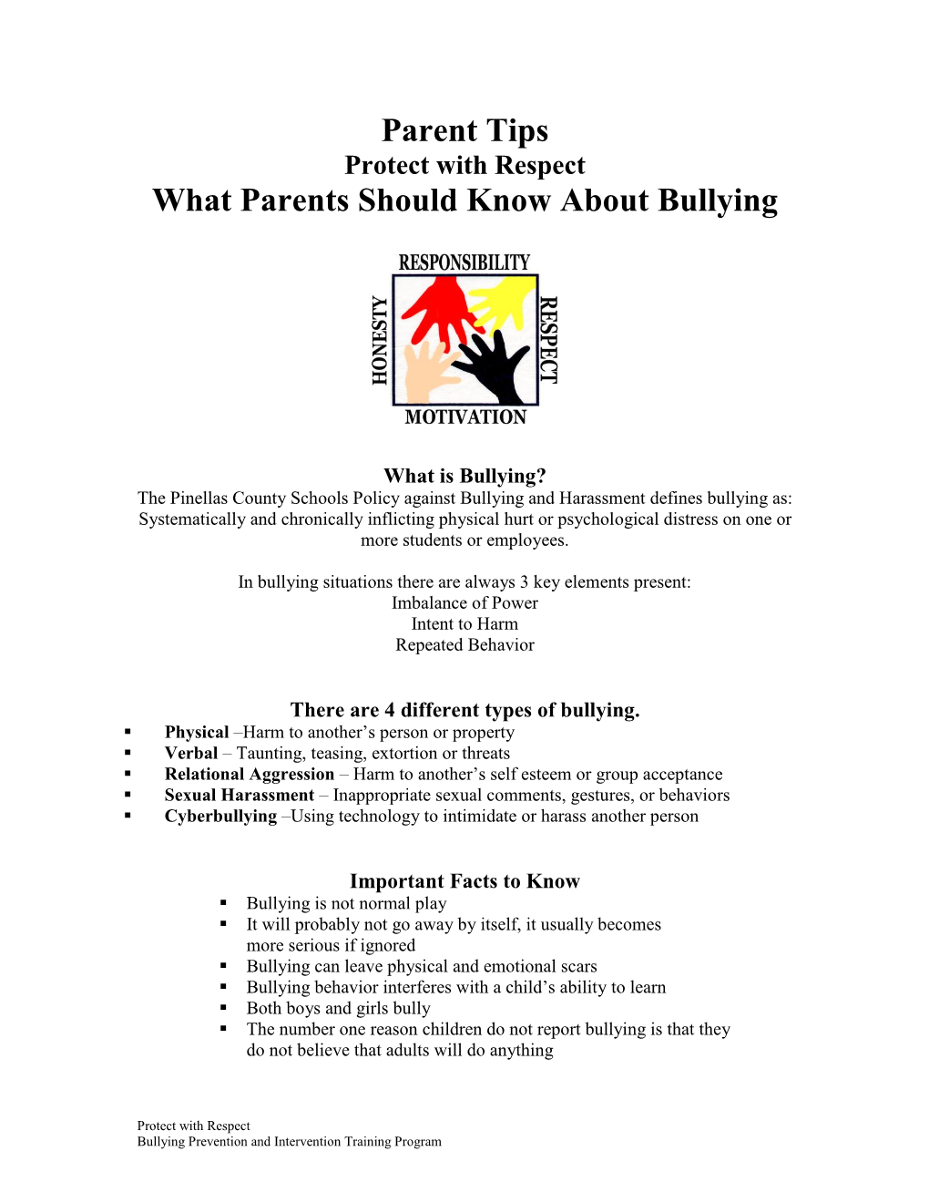 Parent Tips Protect with Respect What Parents Should Know About Bullying
