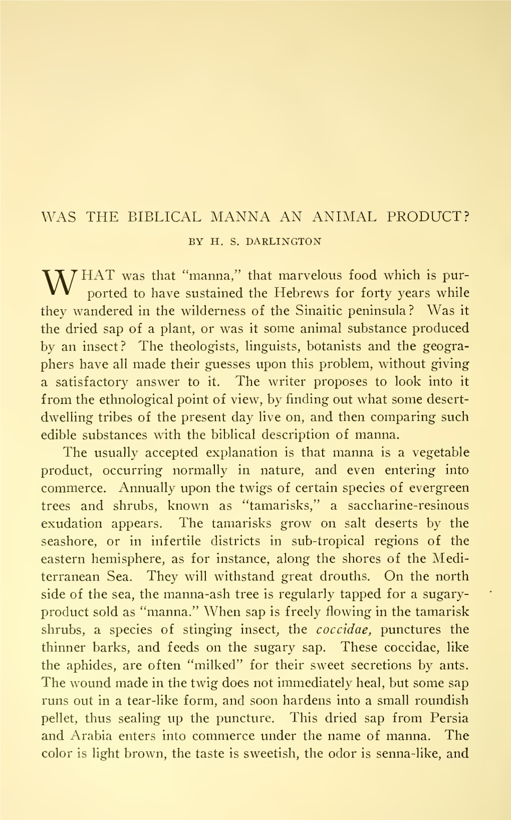 Was the Biblical Manna an Animal Product?