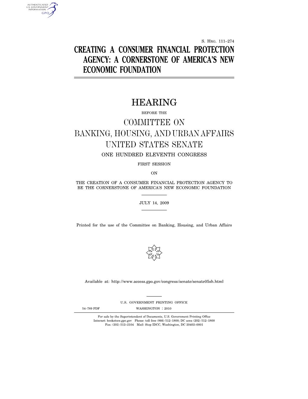 Creating a Consumer Financial Protection Agency: a Cornerstone of America’S New Economic Foundation