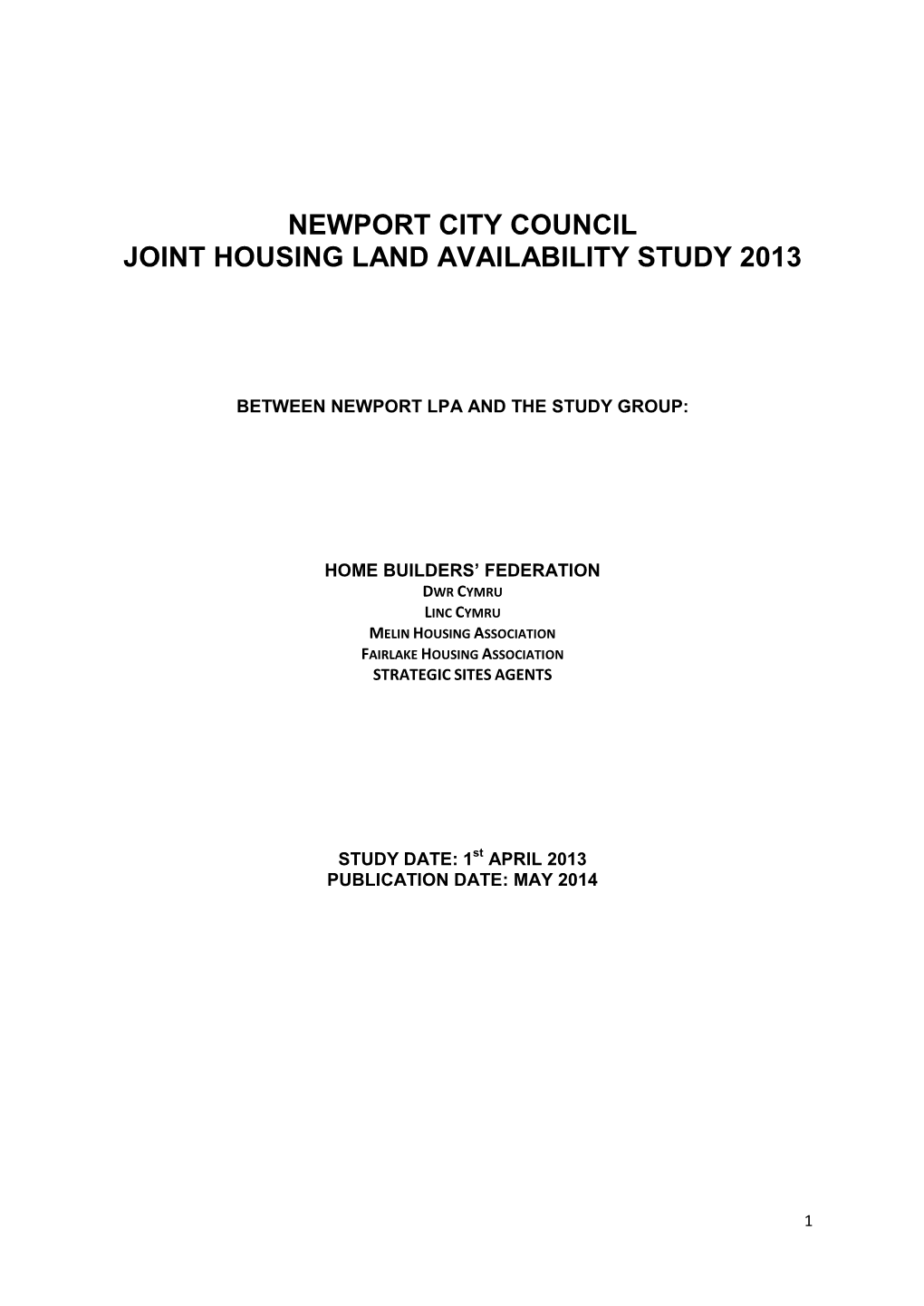 Newport City Council Joint Housing Land Availability Study 2013