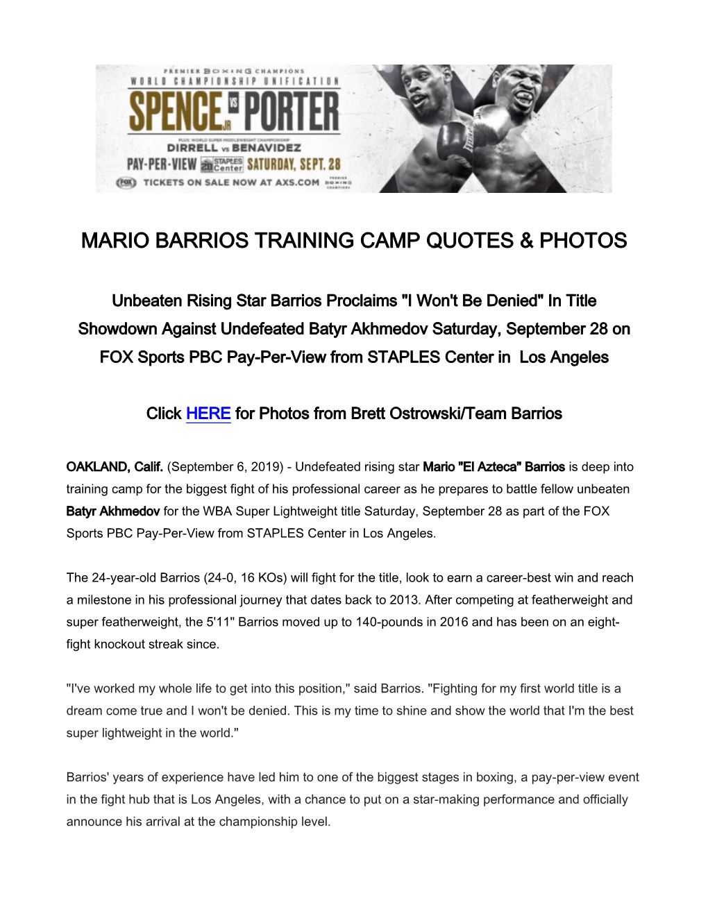 Mario Barrios Training Camp Quotes & Photos