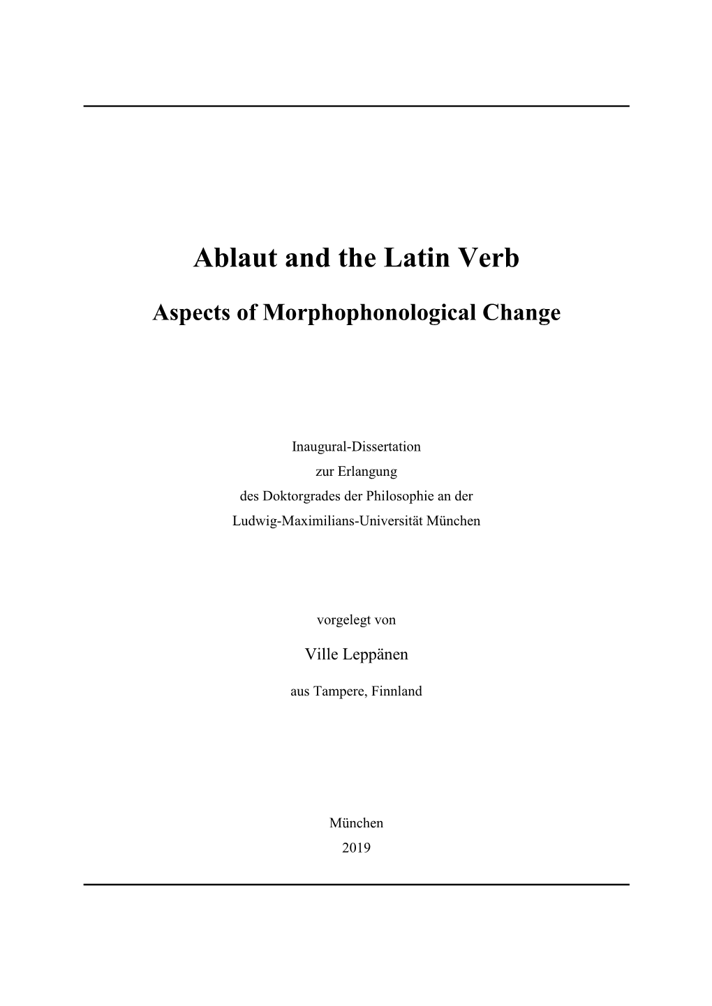 Ablaut and the Latin Verb