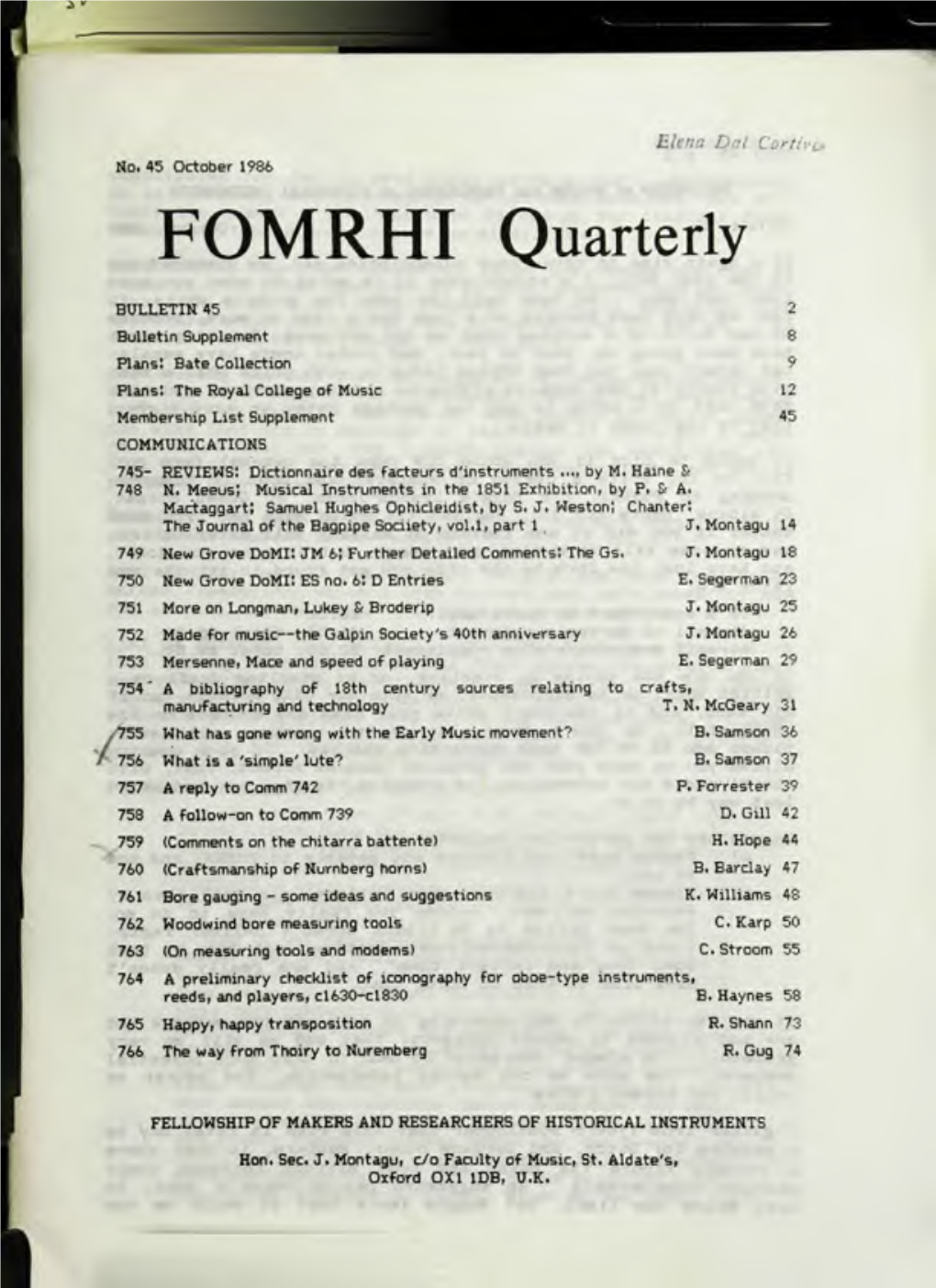 FOMRHI Quarterly