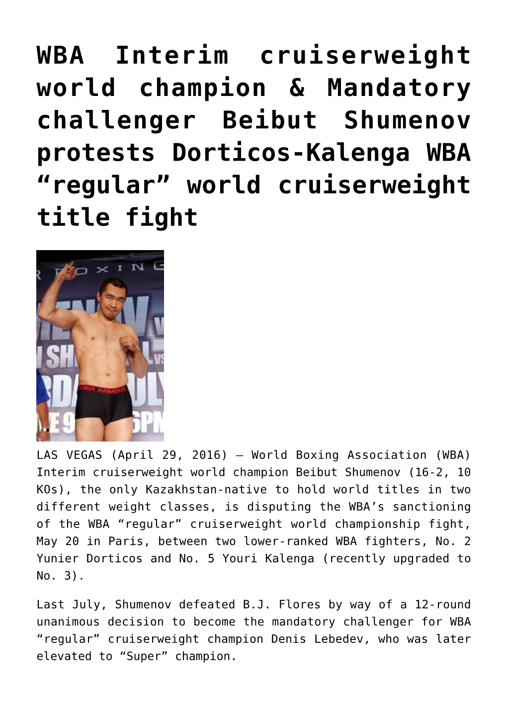 WBA Interim Cruiserweight World Champion & Mandatory Challenger