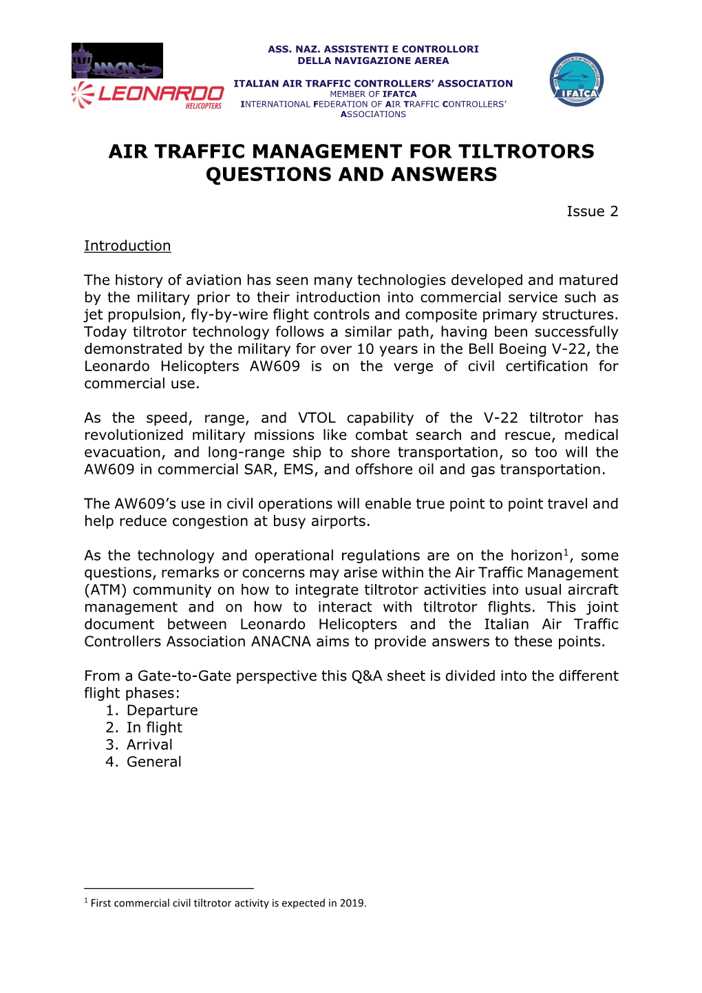 Air Traffic Management for Tiltrotors Questions and Answers