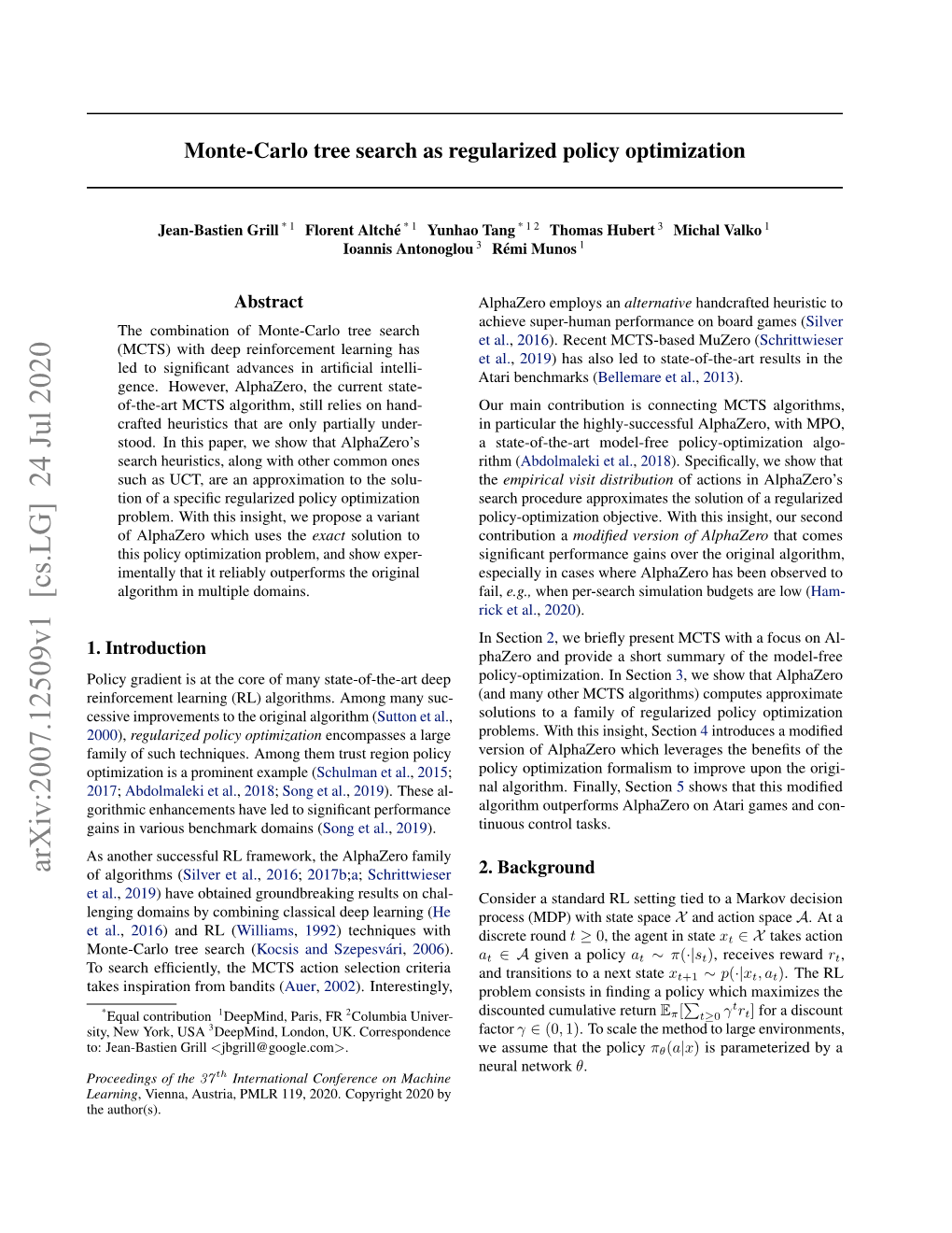 Monte-Carlo Tree Search As Regularized Policy Optimization