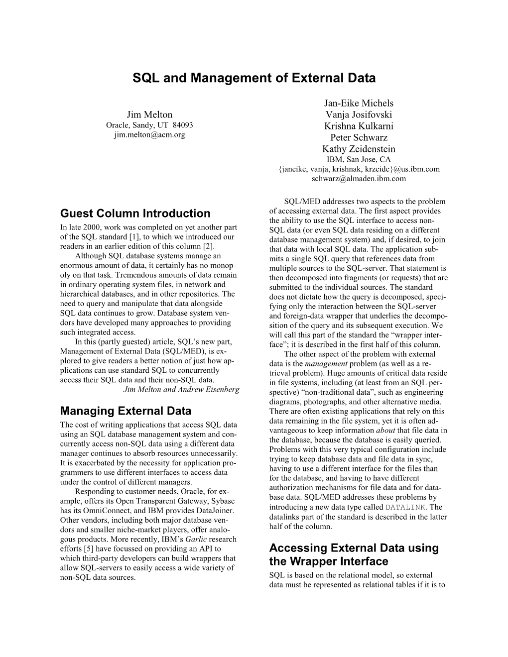 SQL and Management of External Data