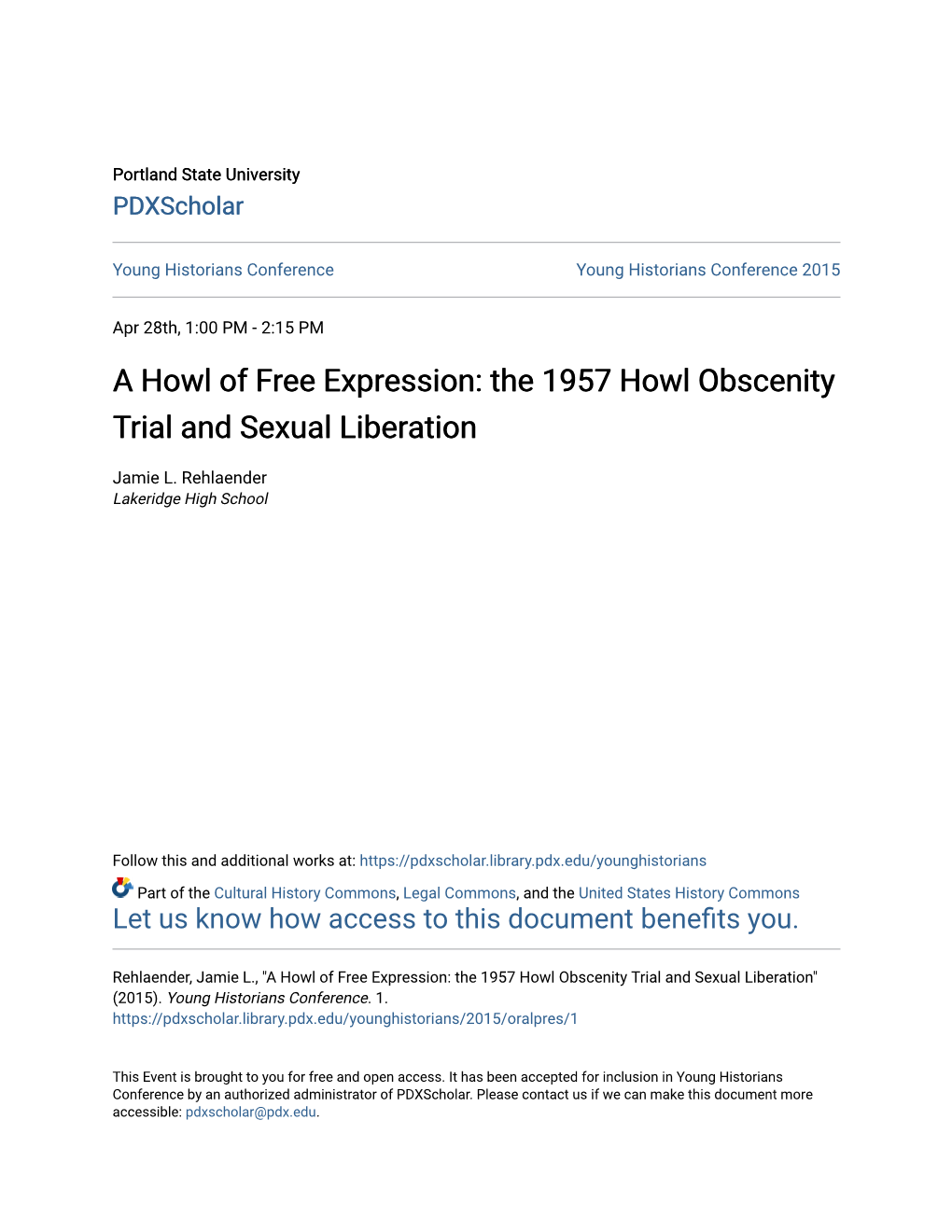 The 1957 Howl Obscenity Trial and Sexual Liberation