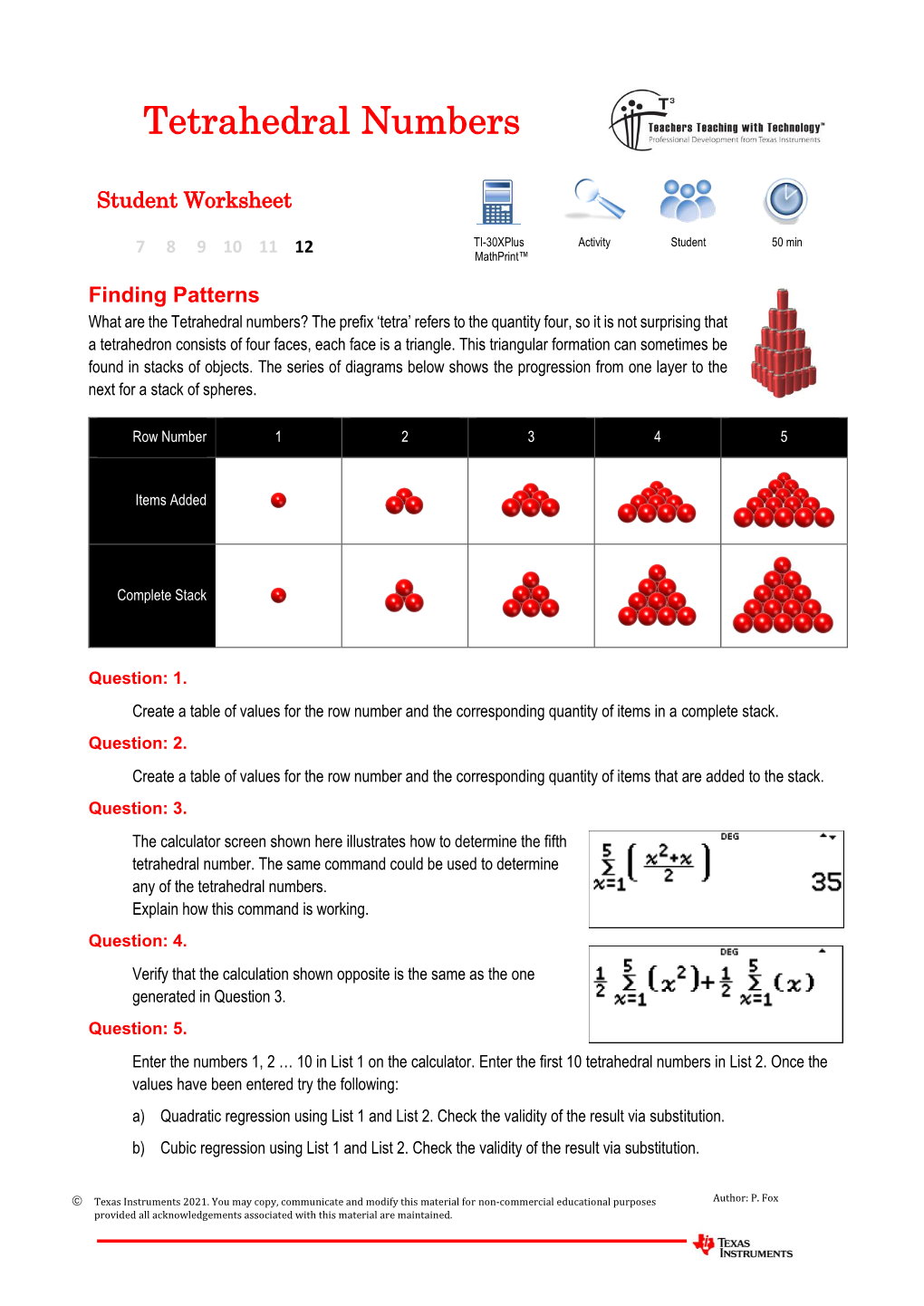 Tetrahedral Numbers