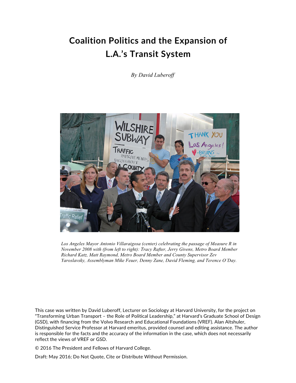 Coalition Politics and the Expansion of L.A.'S Transit System