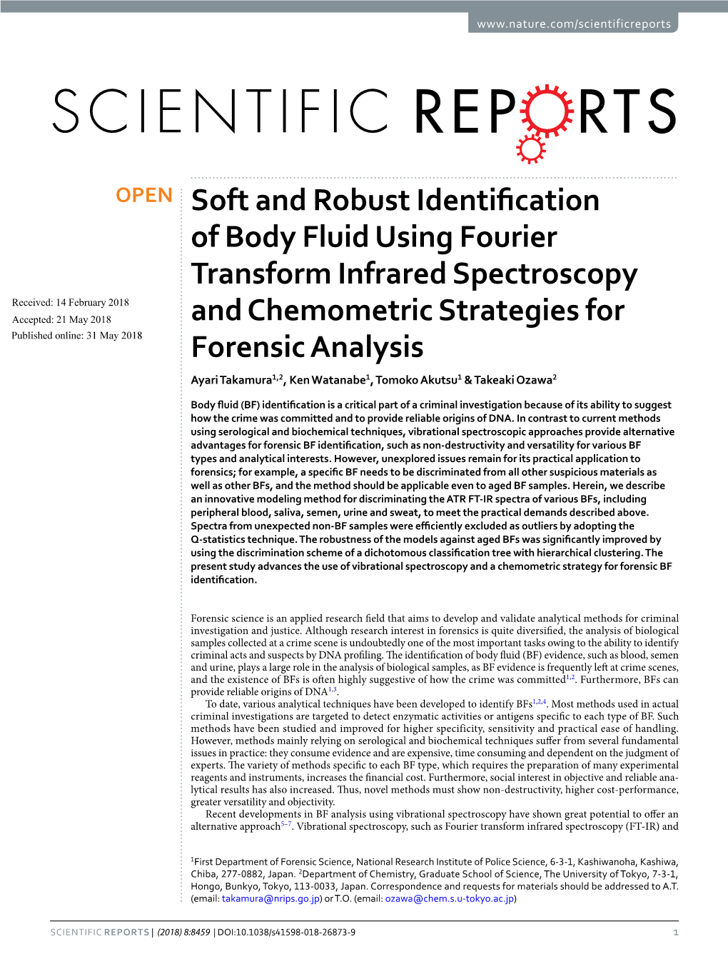 Soft and Robust Identification of Body Fluid Using Fourier Transform