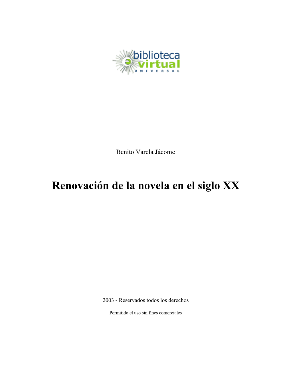 Renovación De La Novela En El Siglo XX