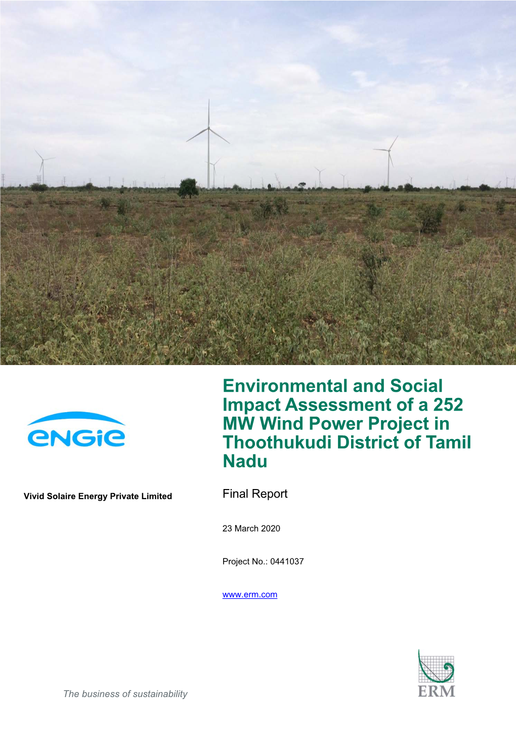 Environmental and Social Impact Assessment of a 252 MW Wind Power Project in Thoothukudi District of Tamil Nadu