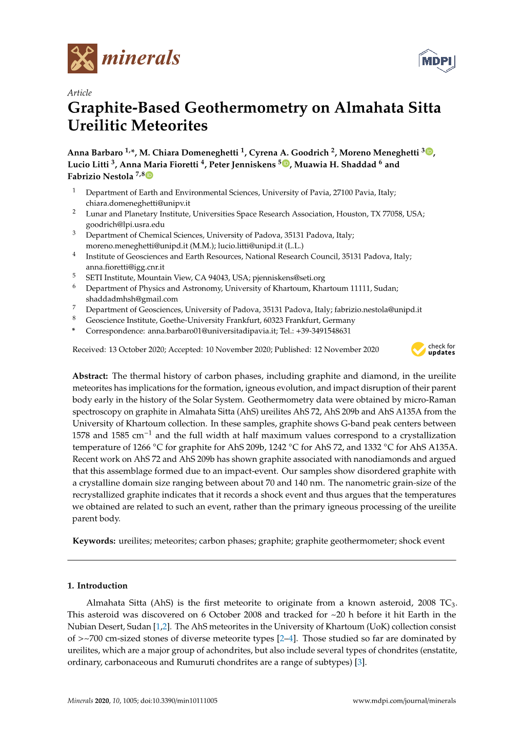 Graphite-Based Geothermometry on Almahata Sitta Ureilitic Meteorites