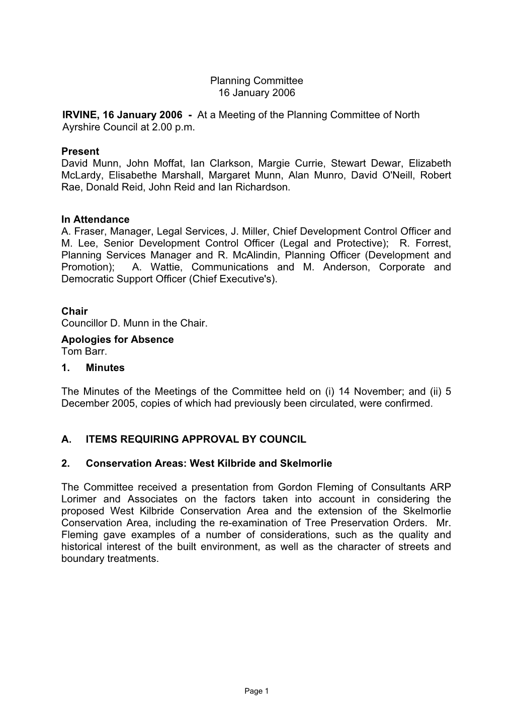 Planning Committee 16 January 2006