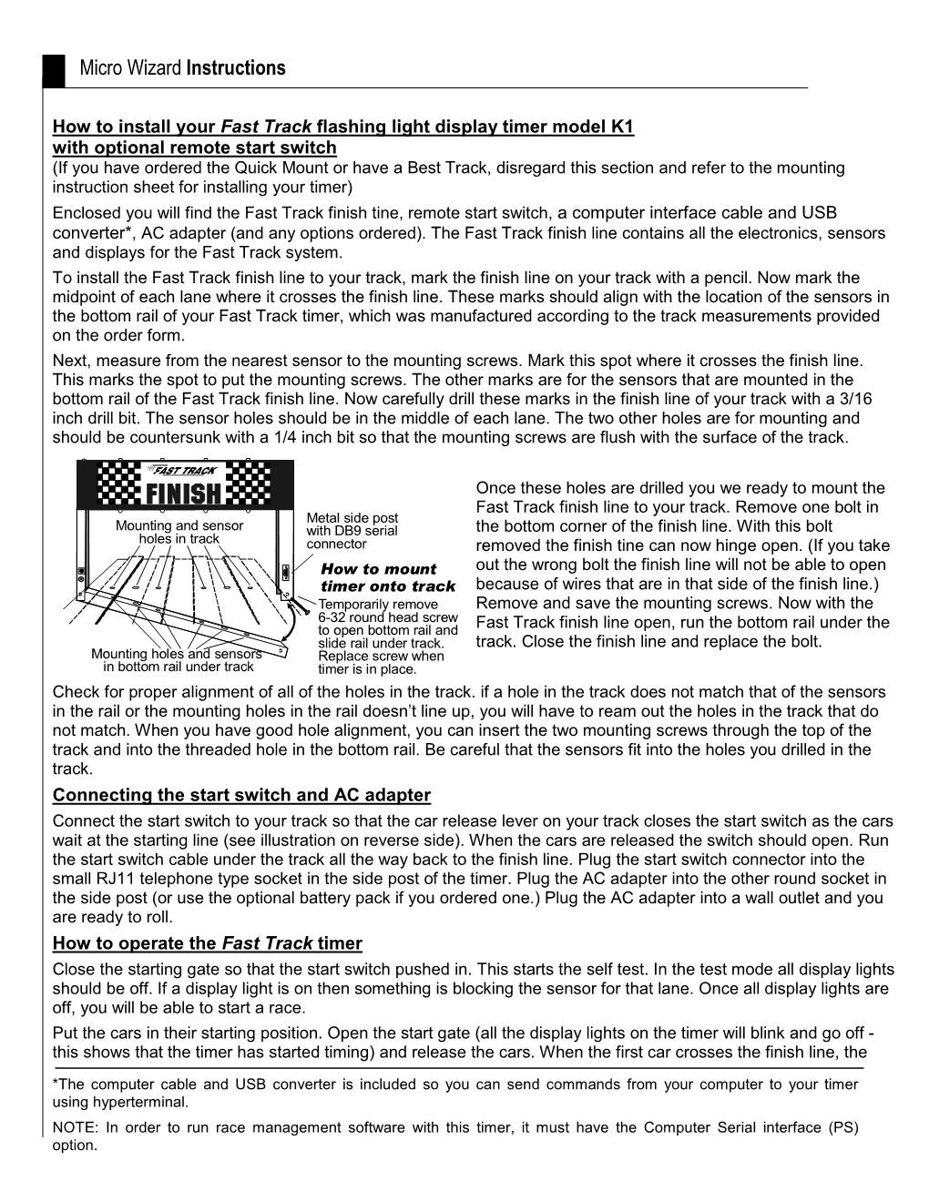 K1 Timer with Remote Start Switch Instructions