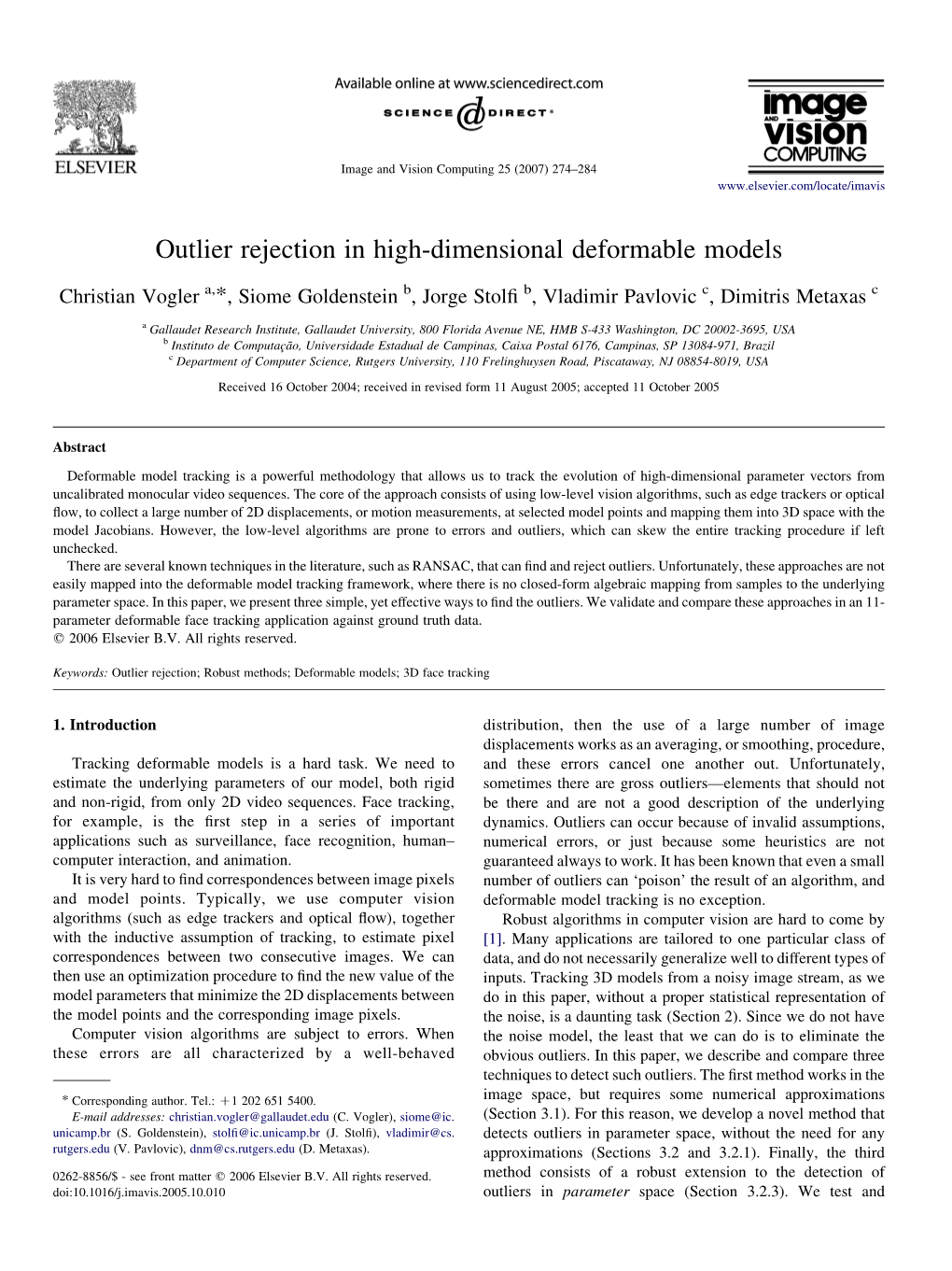 Outlier Rejection in High-Dimensional Deformable Models