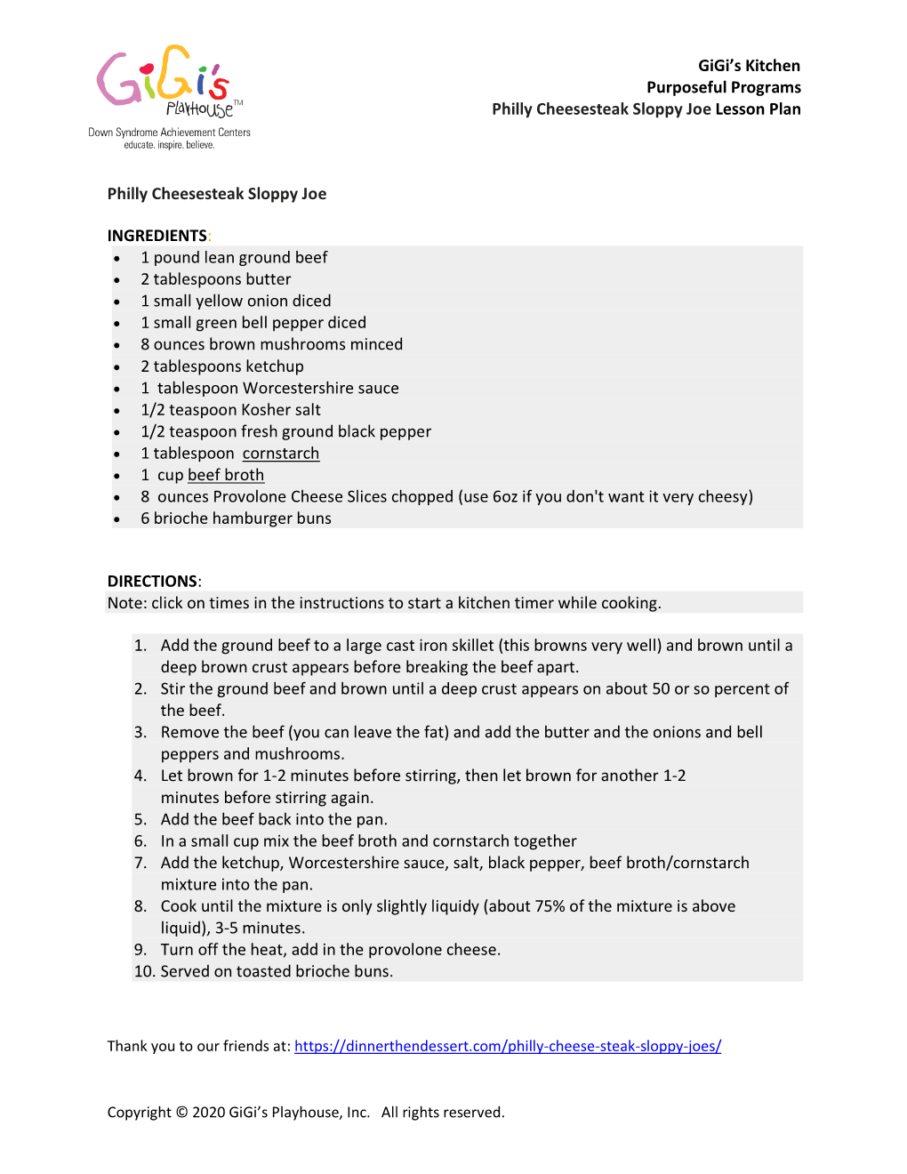 Philly Cheesesteak Sloppy Joe Lesson Plan