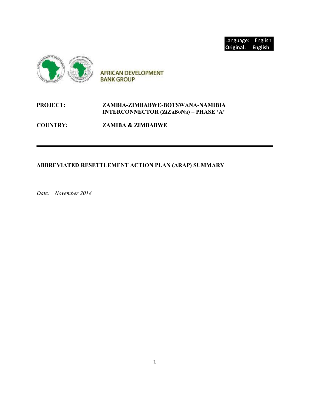 ZAMBIA-ZIMBABWE-BOTSWANA-NAMIBIA INTERCONNECTOR (Zizabona) – PHASE ‘A’