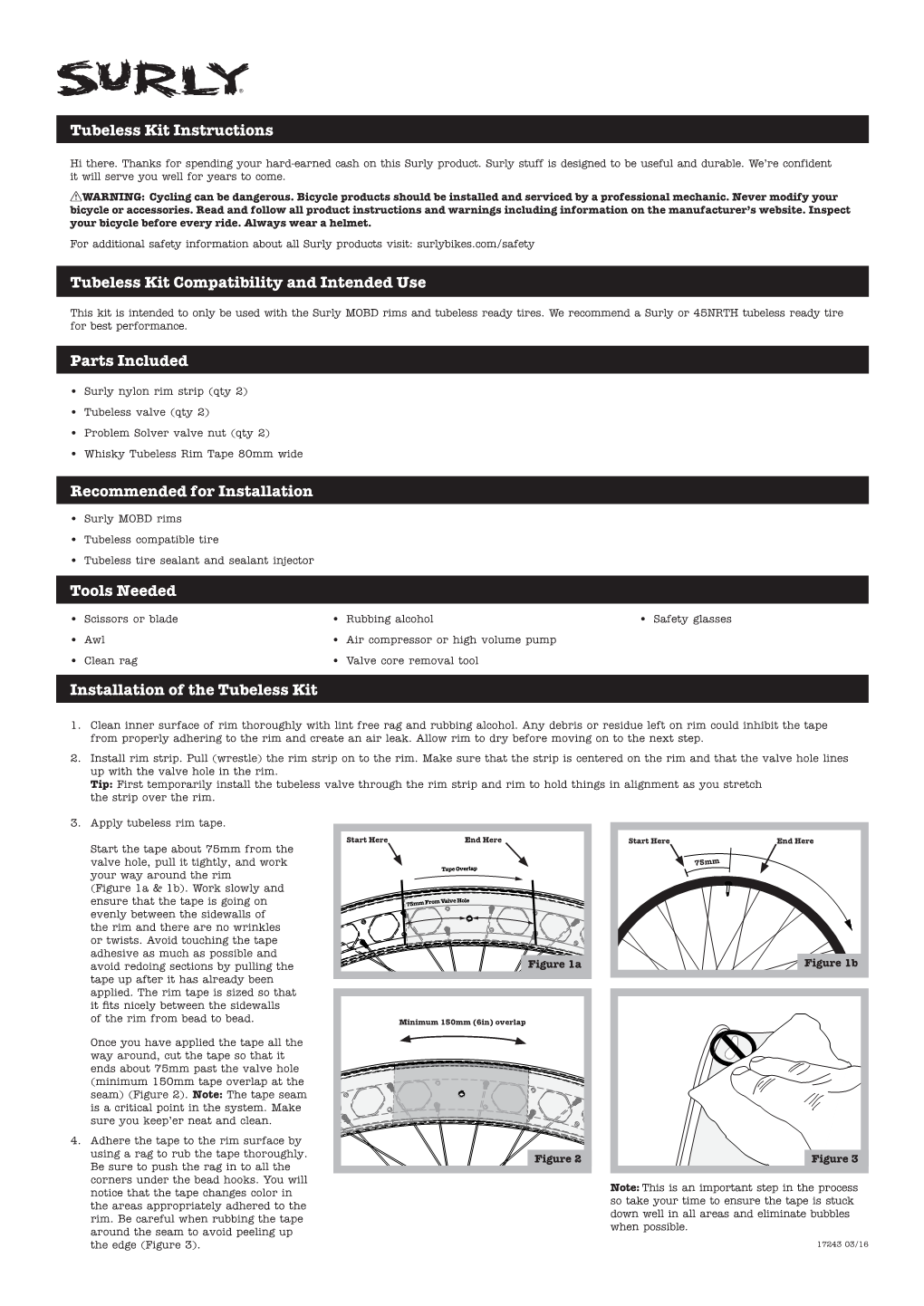 Tubeless Kit Instructions